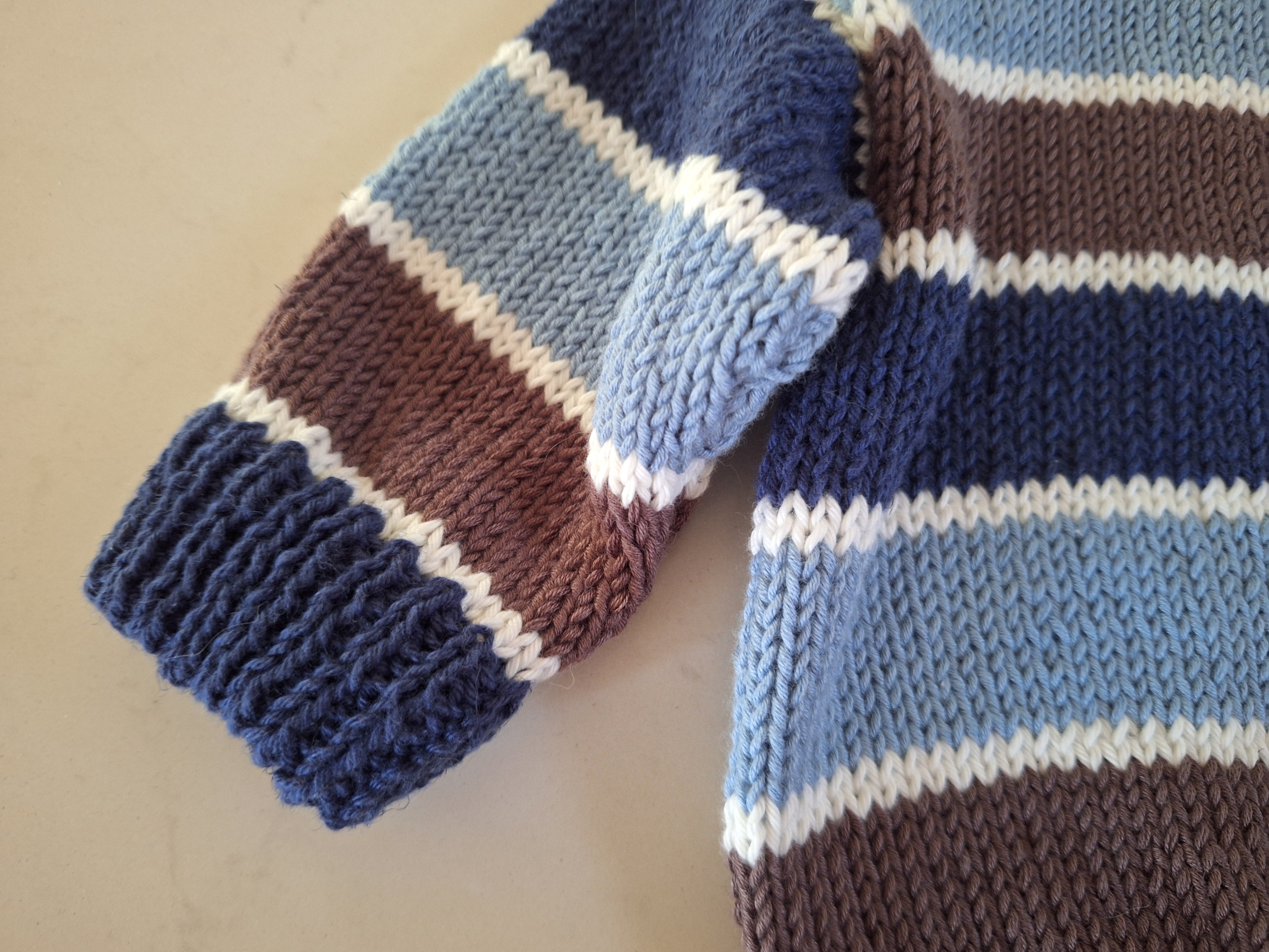 Tiny 'Baby Brownie' Handknitted Sweater in Blue 1-3 mths