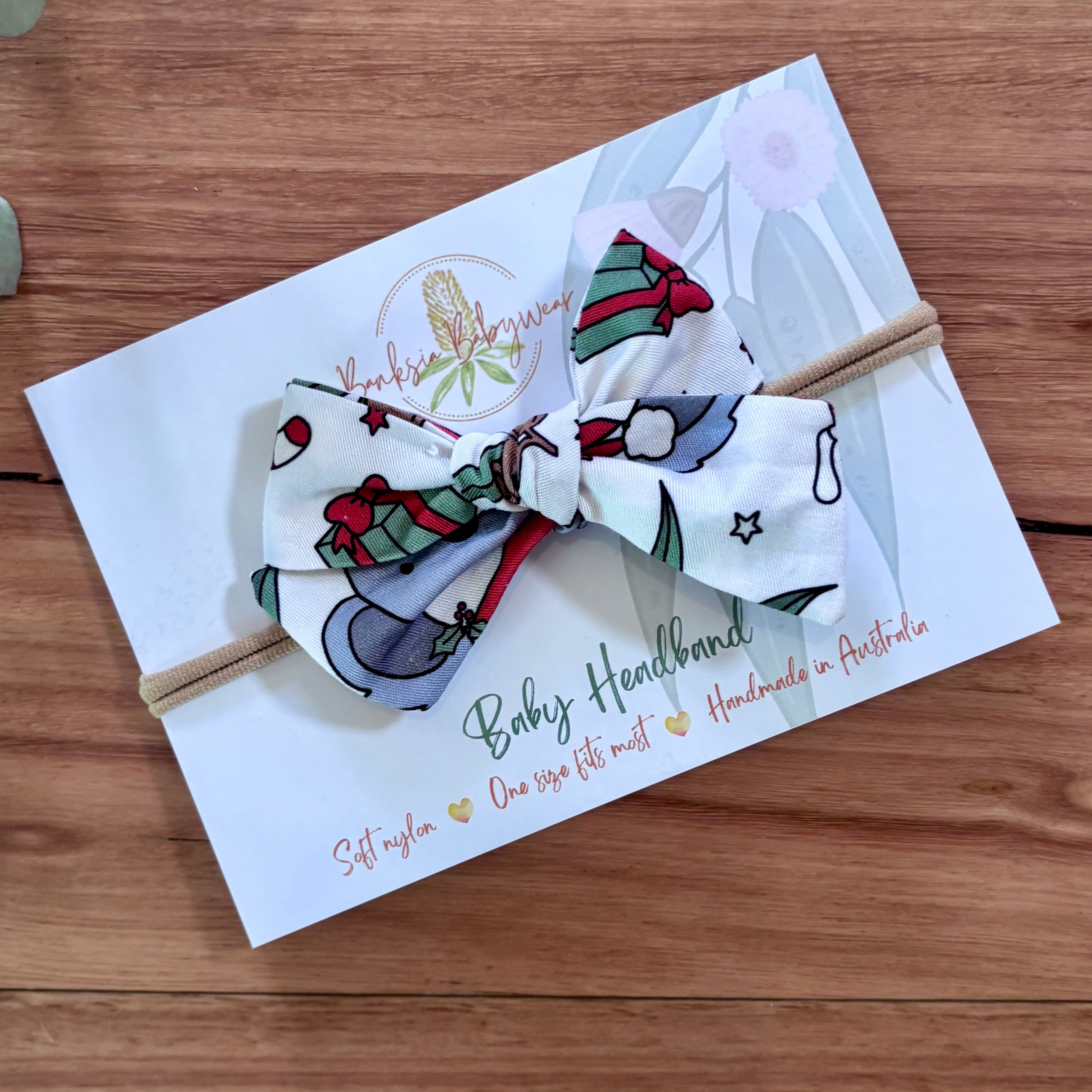 Christmas Baby Bib and Bow Set - White Koalas