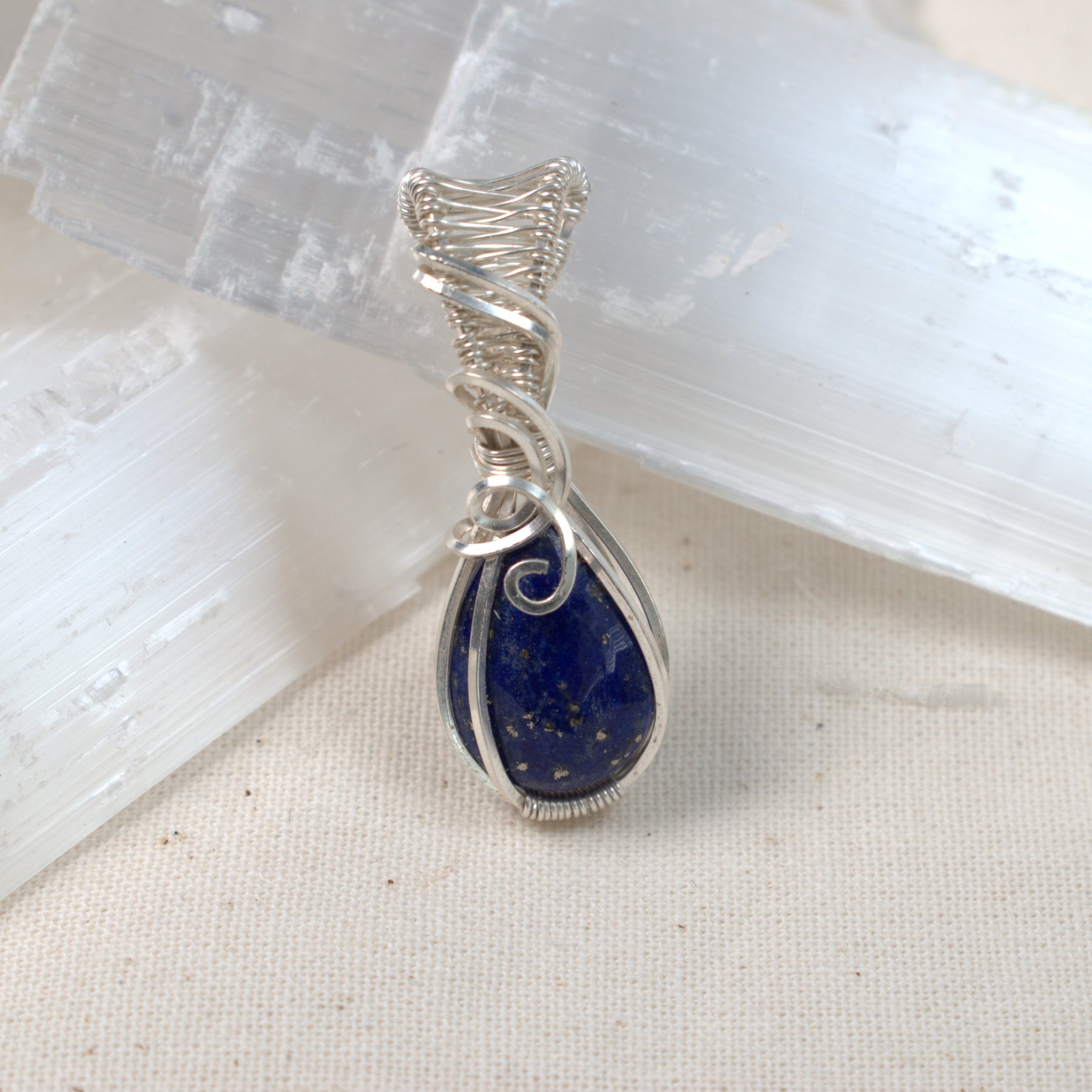 Wire Wrapped Lapis Lazuli Keepsake Pendant