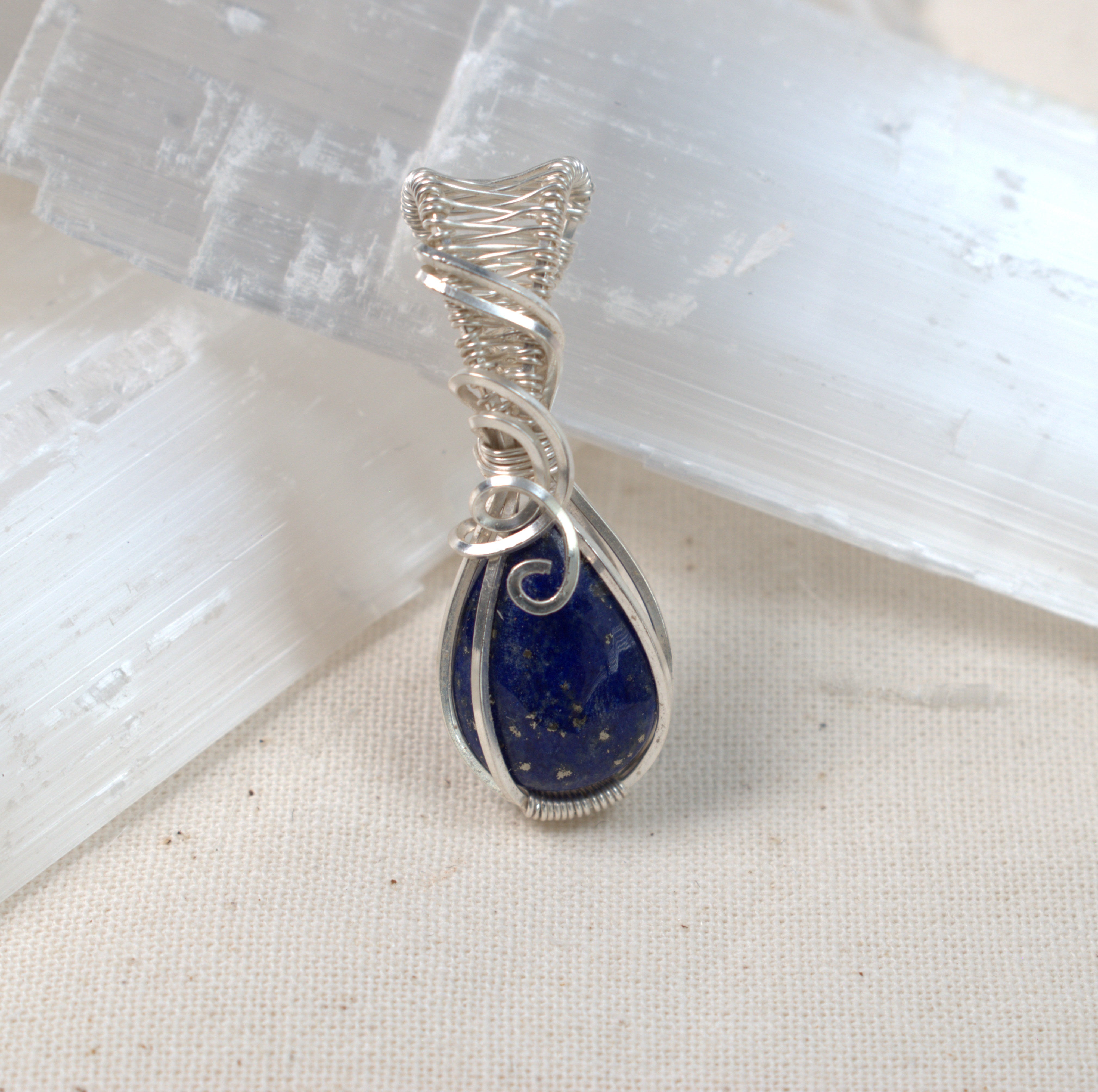 Wire Wrapped Lapis Lazuli Keepsake Pendant