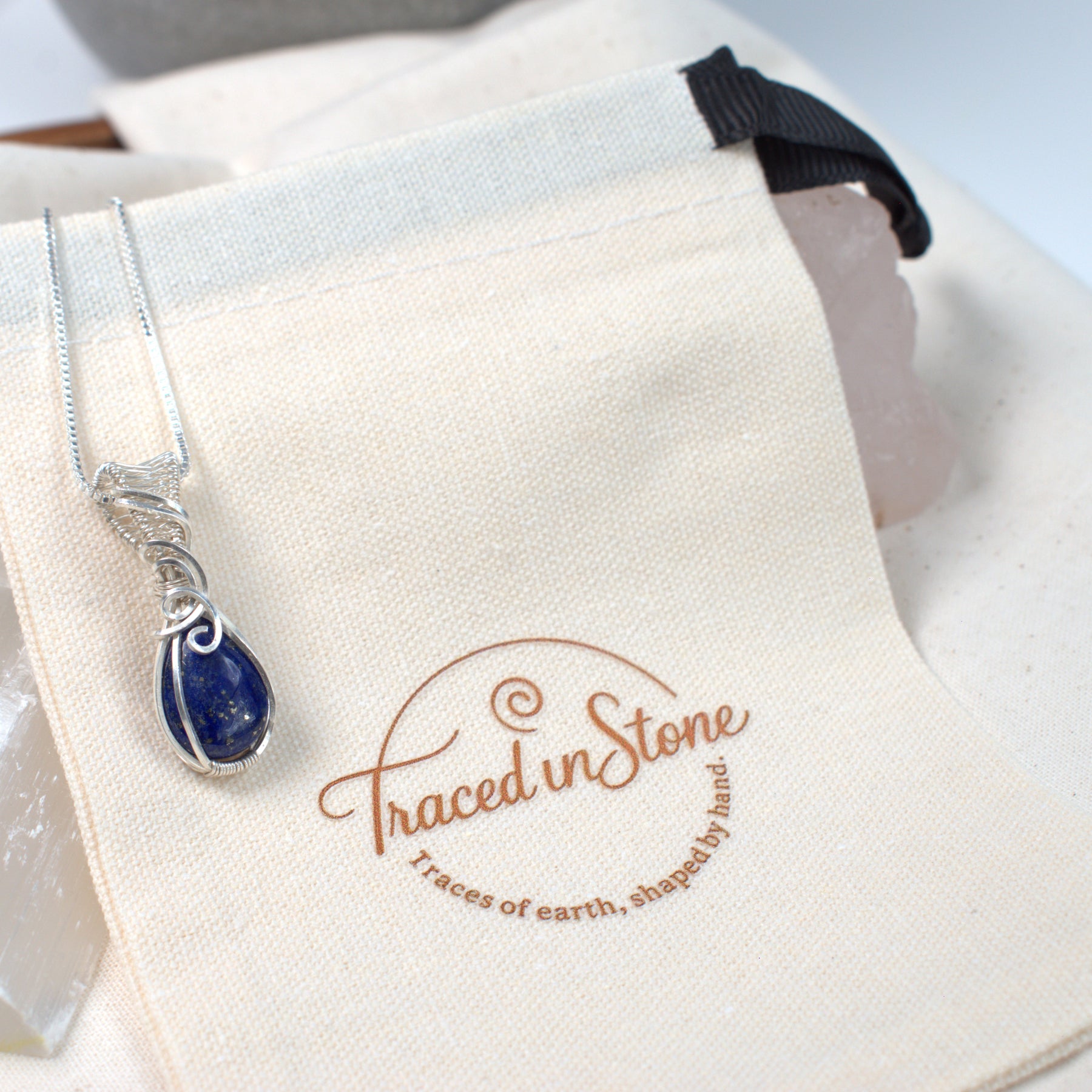 Wire Wrapped Lapis Lazuli Keepsake Pendant