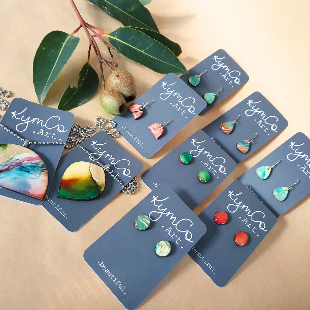 The Sunburnt Country Collection | Resin art jewellery | Pendants, studs and small dangle earrings
