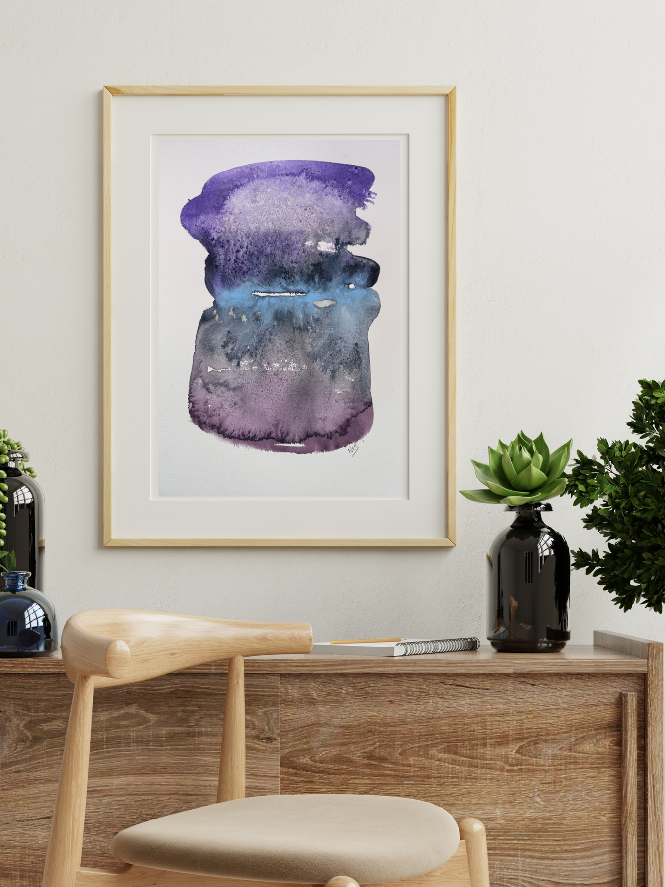 Original Abstract Watercolour - Where Evening Gathered
