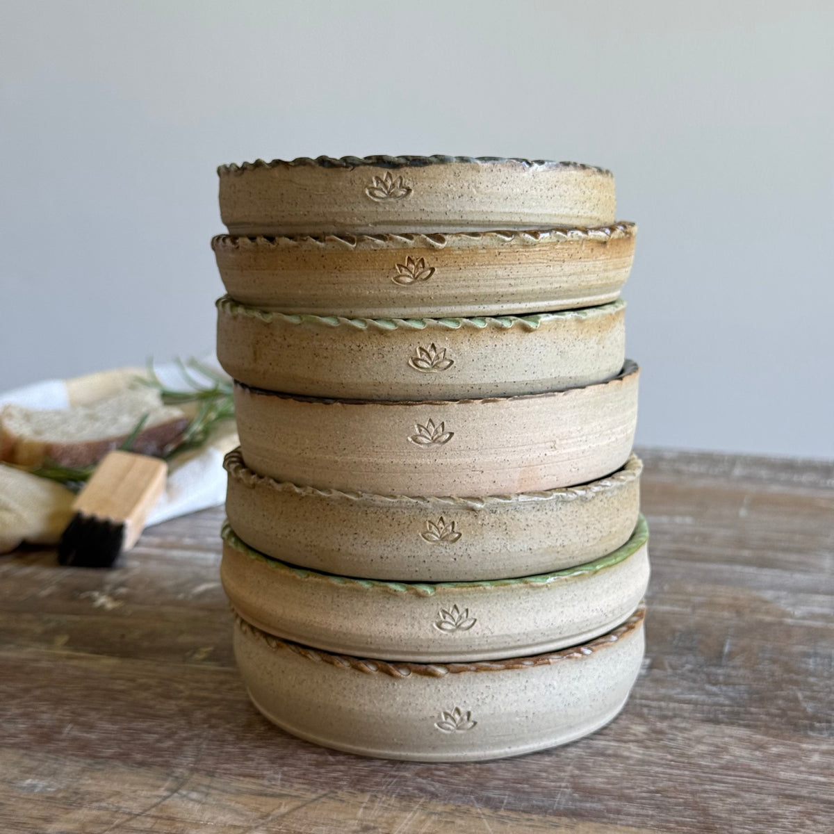 The Gathering Dish - Wheel Thrown Ceramic Garlic Grater & Dipping Dish with Brush