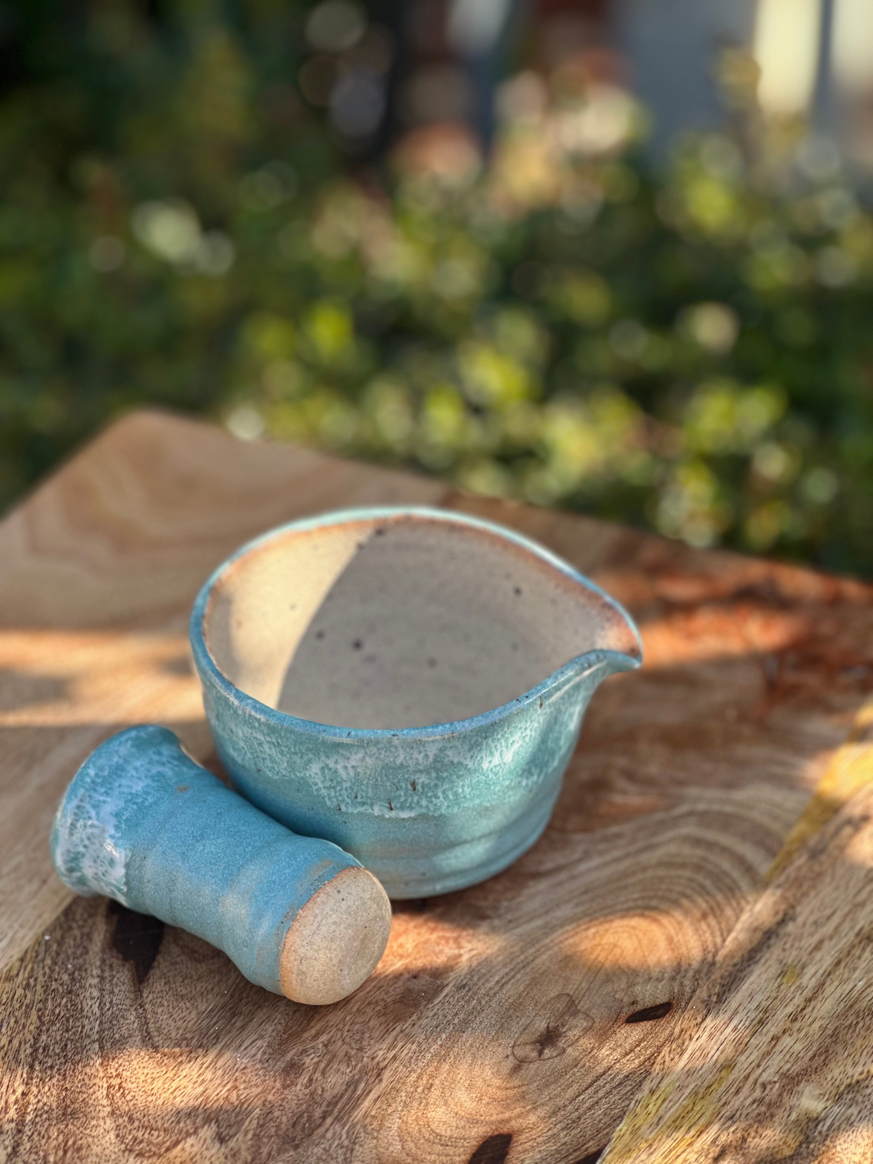 Ceramic Pestle and Mortar - Bunker Bay Blue
