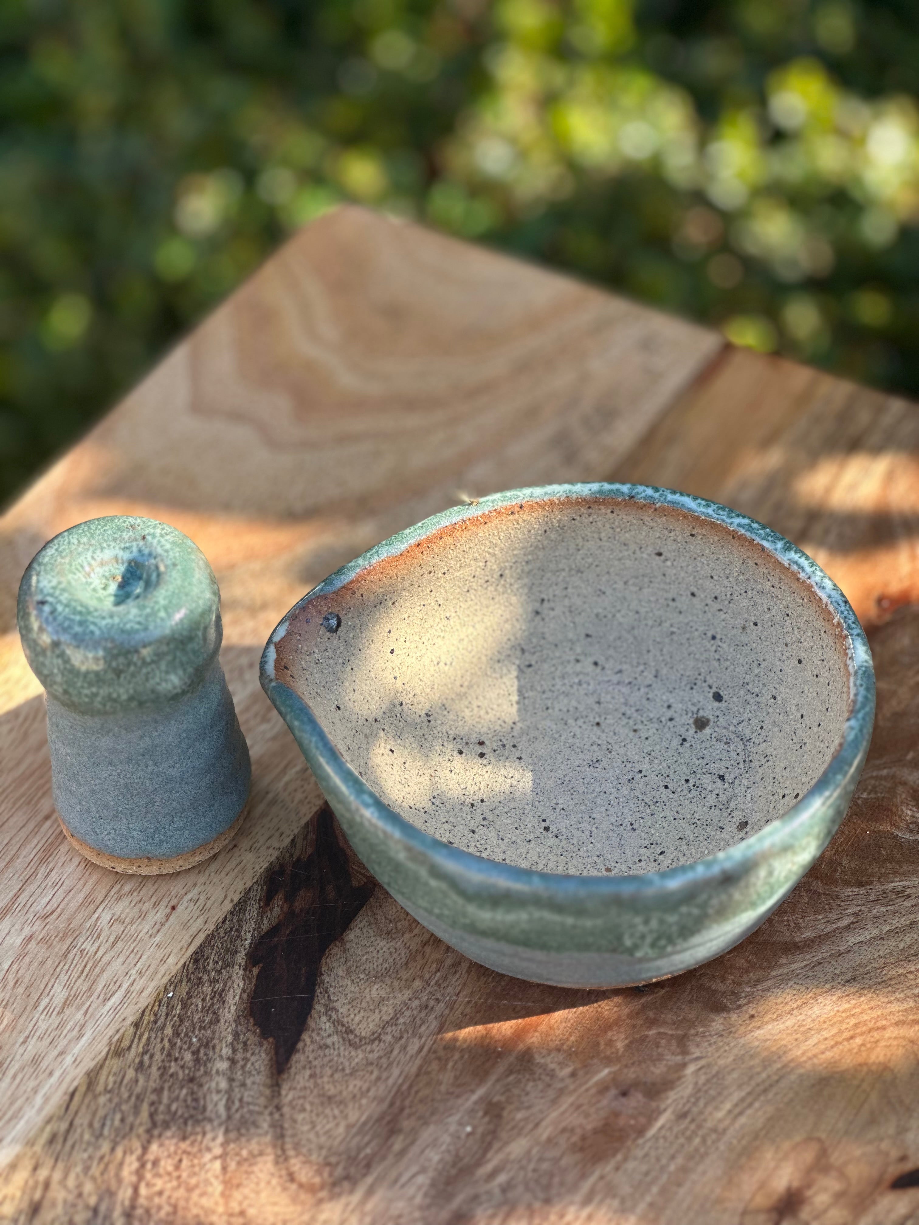 Stoneware Pestle and Mortar - Ningaloo Blue