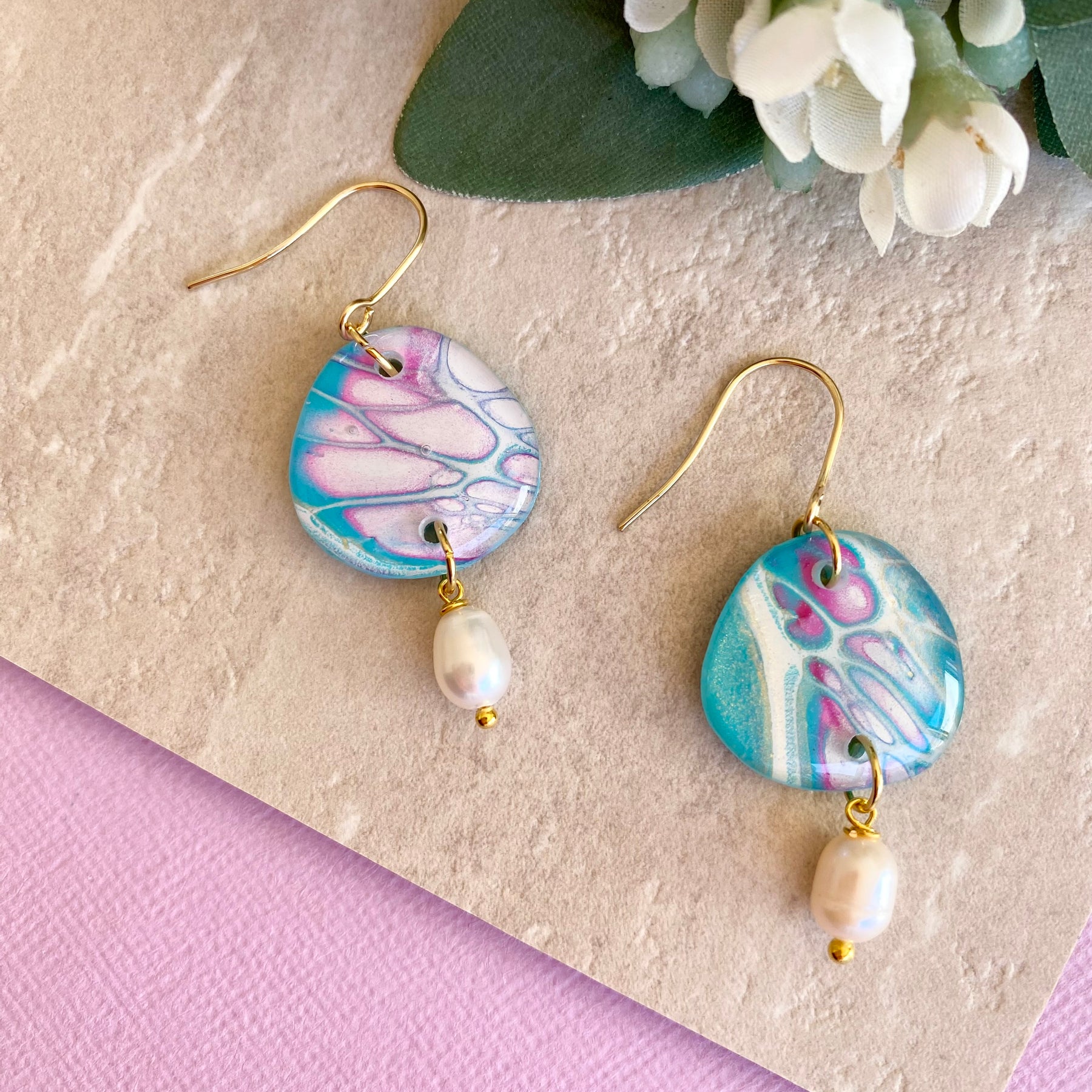 Artisan Freshwater Pearls and Art Earrings