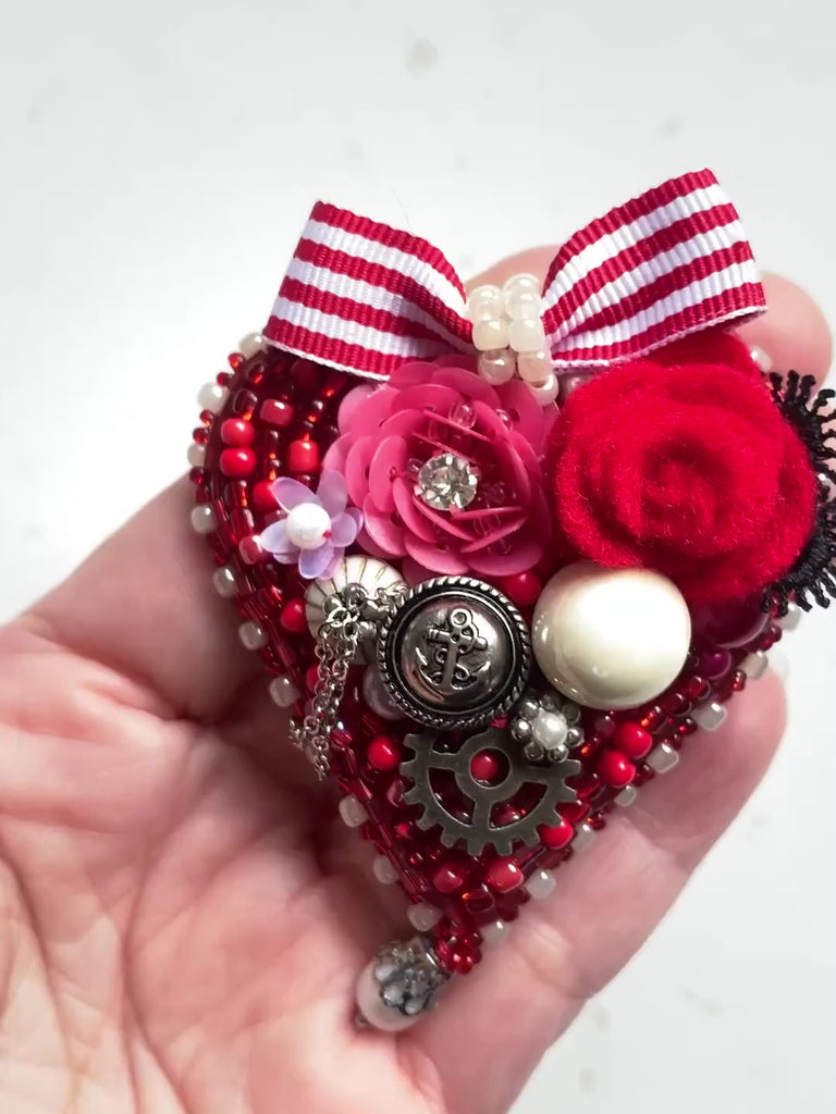 Timeless Red Heart Brooch