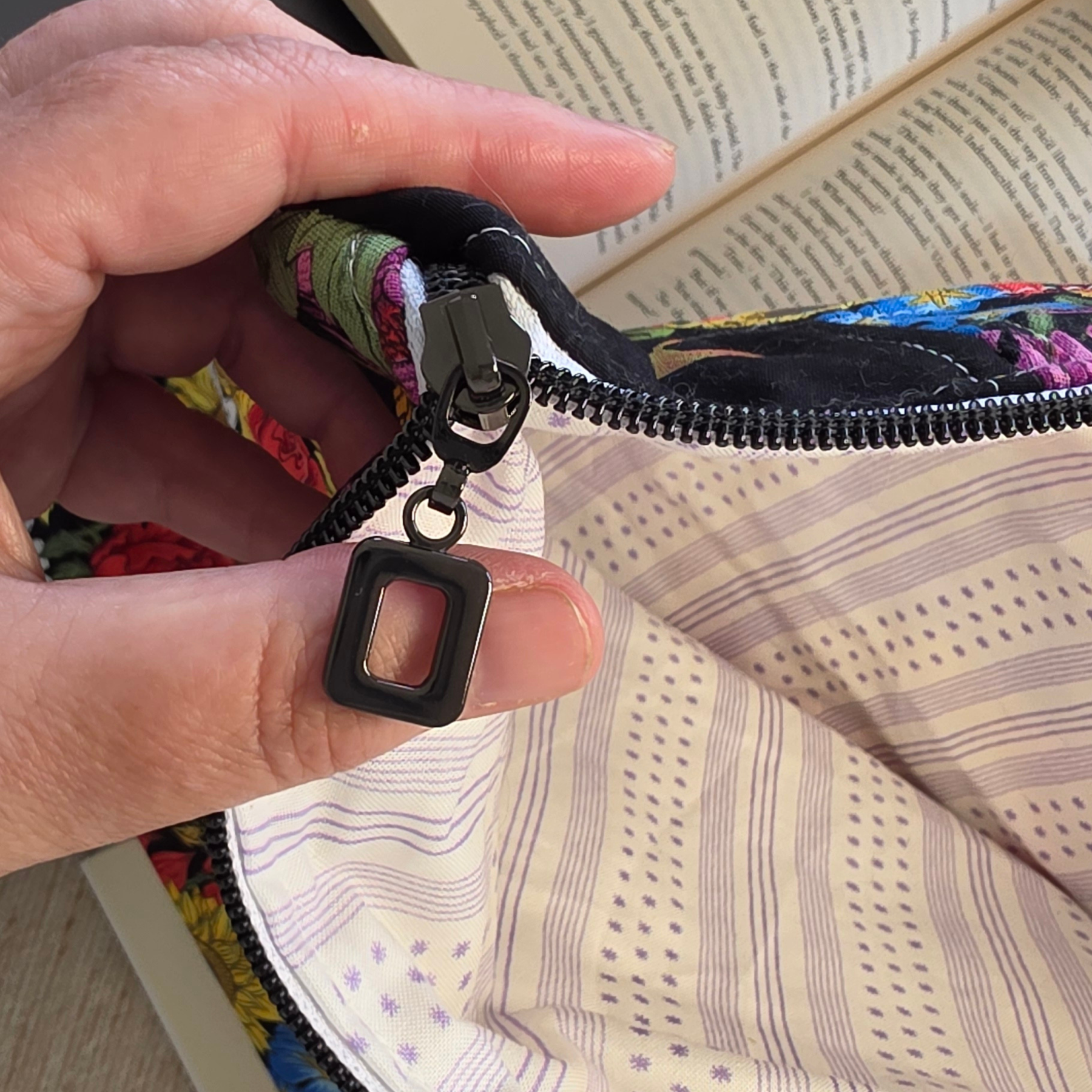 Dual-fabric designs - Large book, 14" tablet or laptop sleeve, handmade