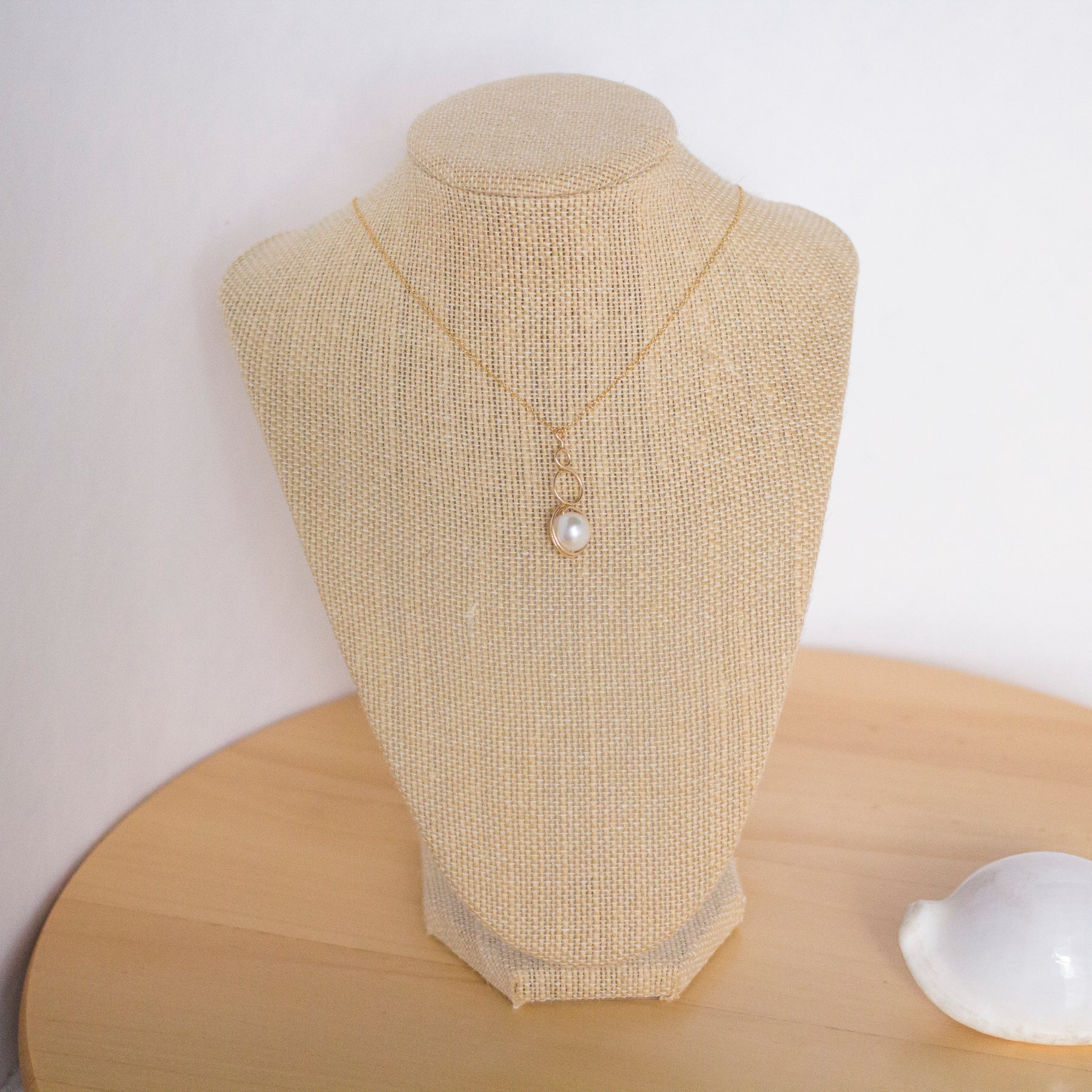 Gold Filled Baroque Pearl Loop Pendant Necklace | Jewellery Gift Idea