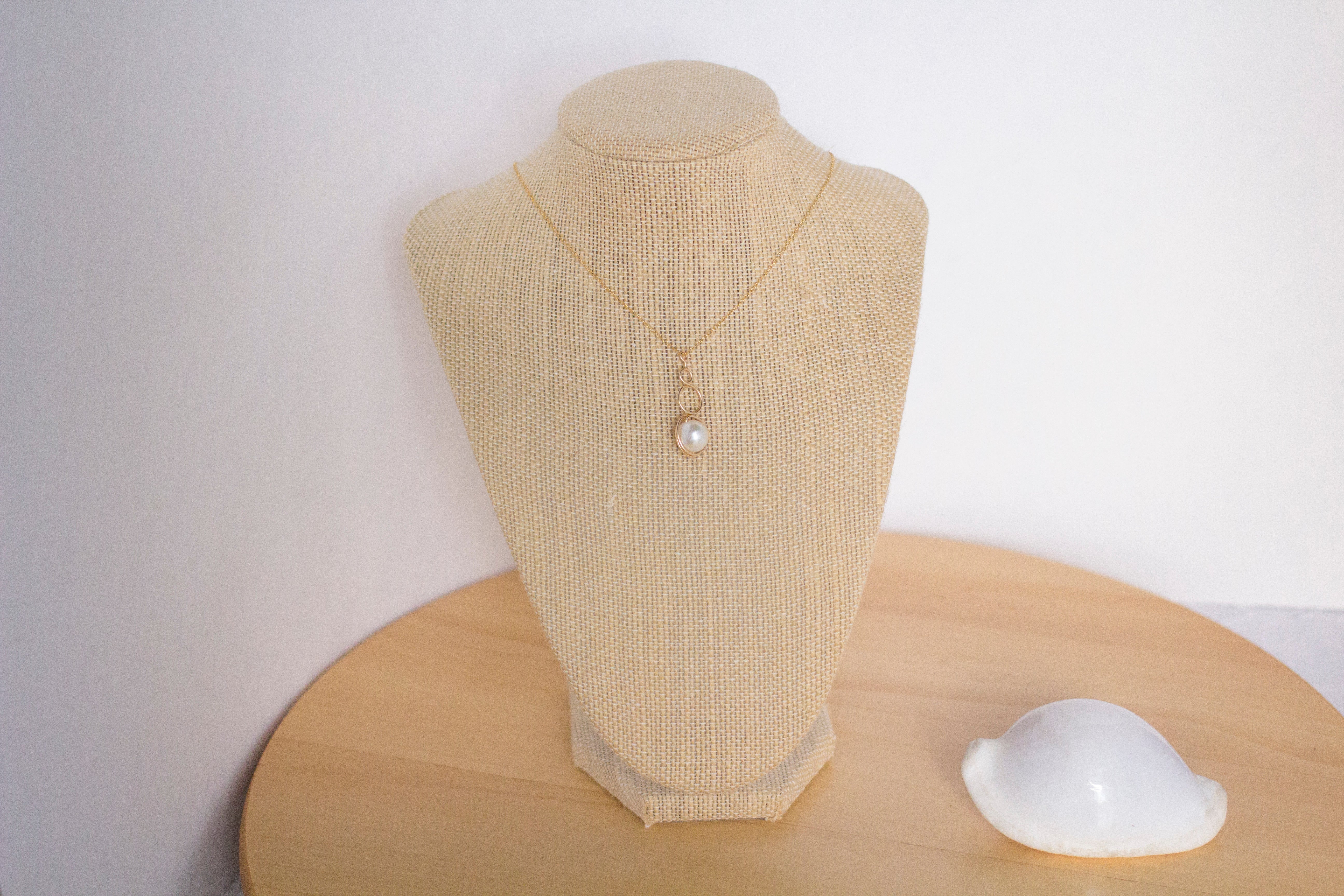 Gold Filled Baroque Pearl Loop Pendant Necklace | Jewellery Gift Idea