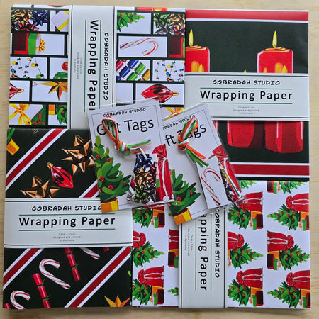Christmas Wrapping Paper and Gift Tag Set