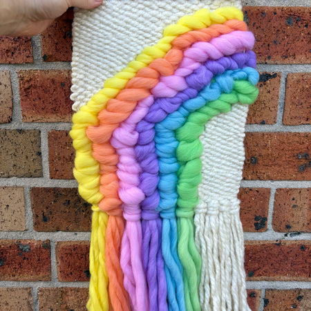 Rainbow textured handwoven wall hanging