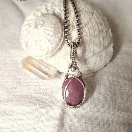 Faceted Natural Ruby in Sterling Silver with SS chain