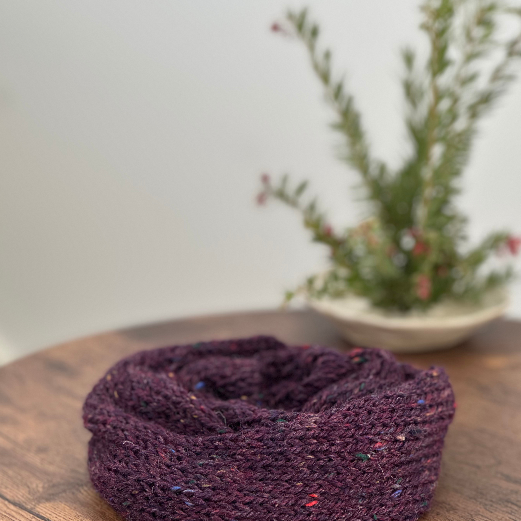 Oversized tweed knit scrunchie