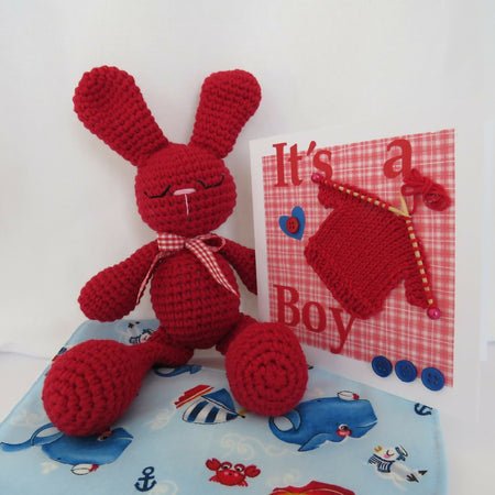 Bunny Gift Box - Red with whales