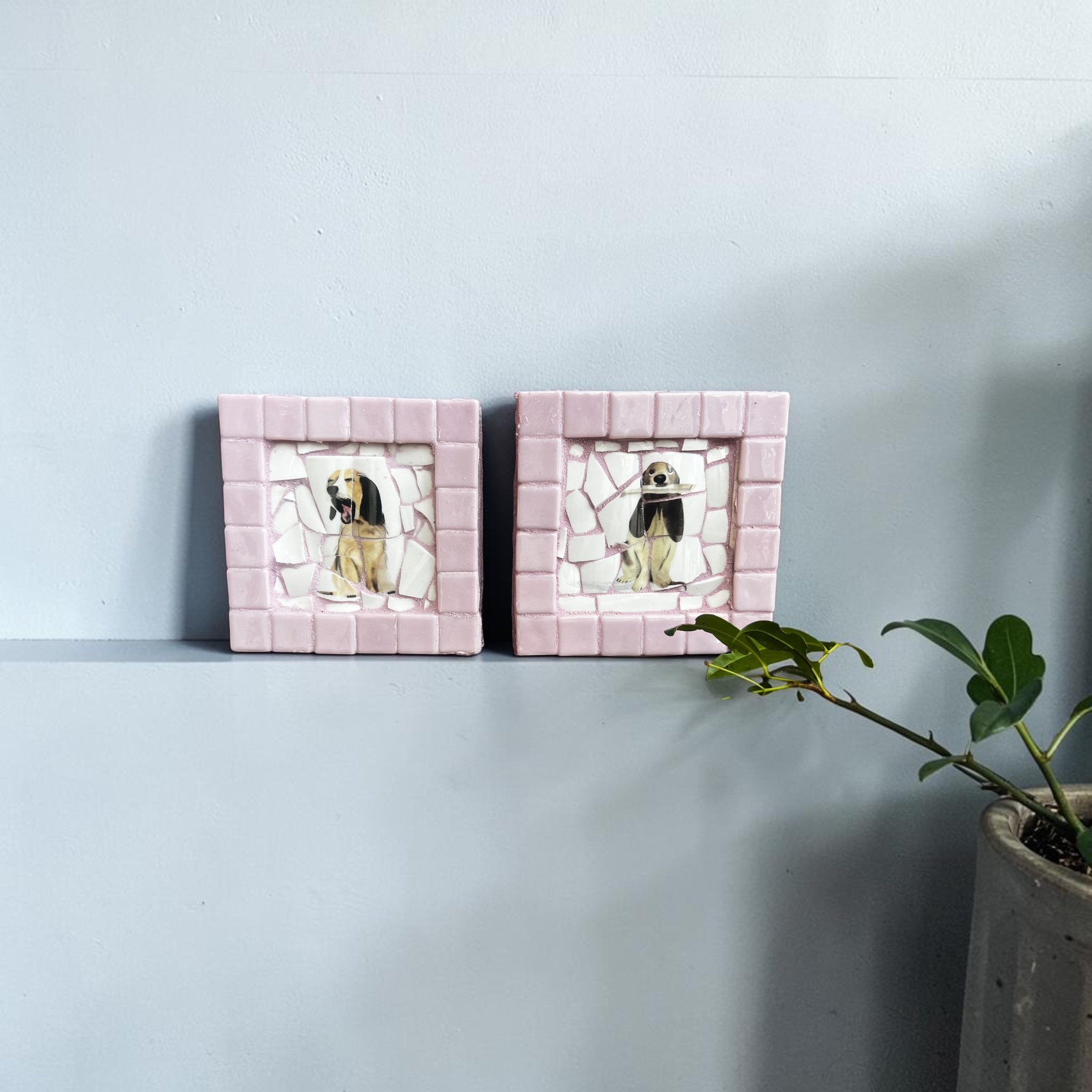 Mosaic Doggo Wall Hangings.