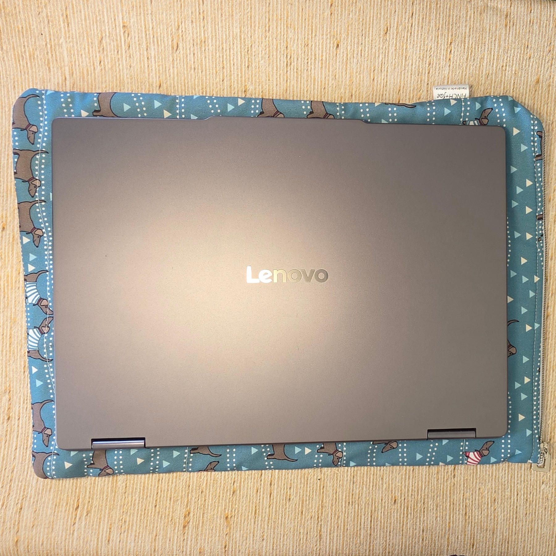 Dual-fabric designs - Large book, 14" tablet or laptop sleeve, handmade