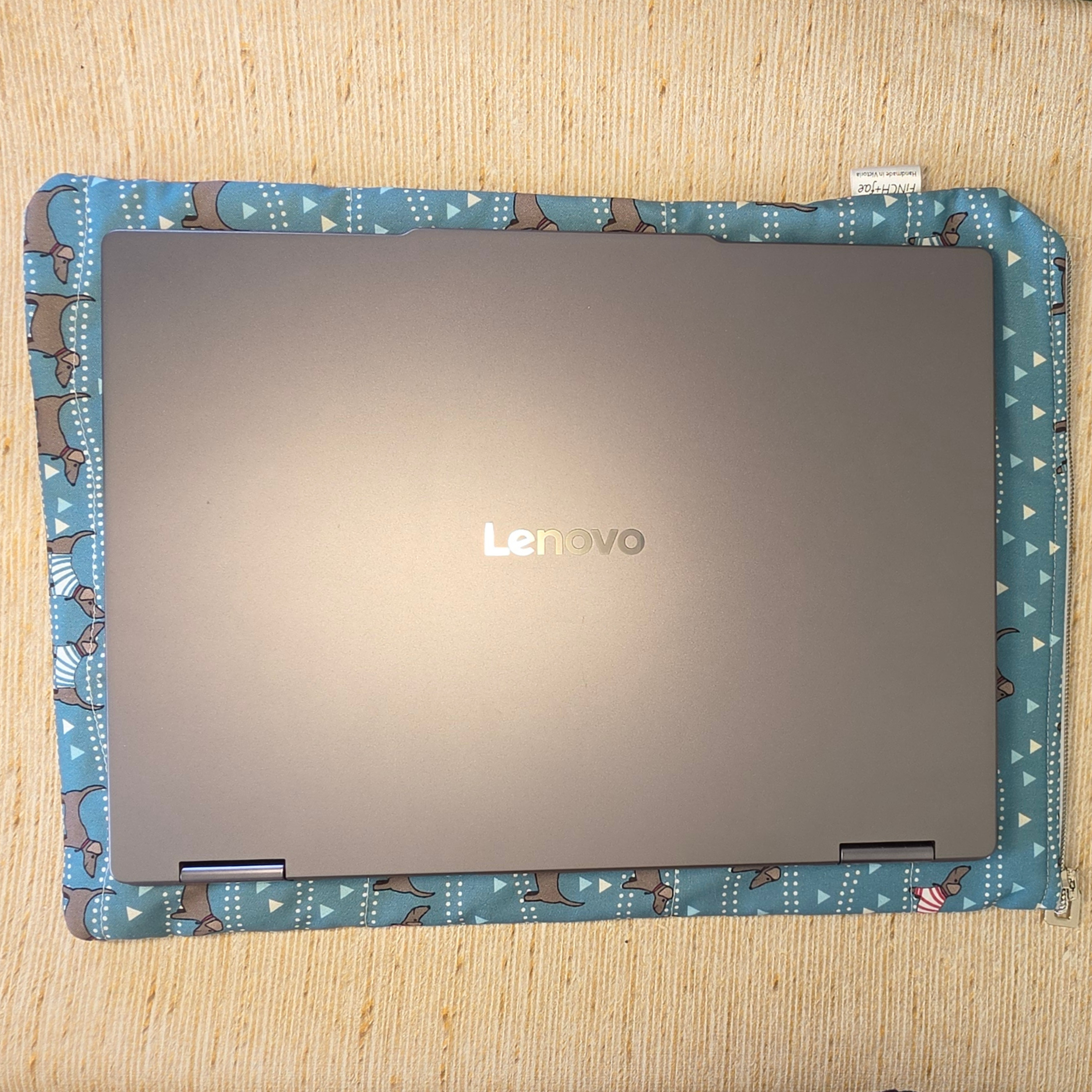 Dual-fabric designs - Large book, 14" tablet or laptop sleeve, handmade