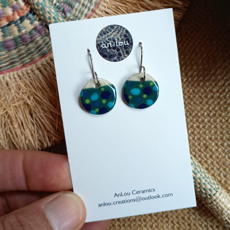 Small Dark Green Multi-Tone Spotted Drops