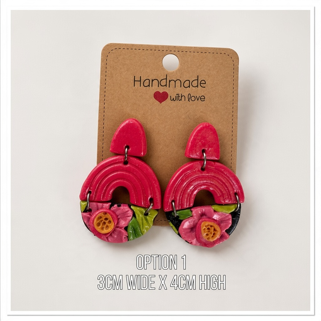 Handcrafted Wildflower Contrast Statement Polymer Clay Earring Collection