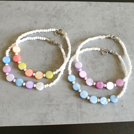 Colourful Round shell & Seed beaded bracelets