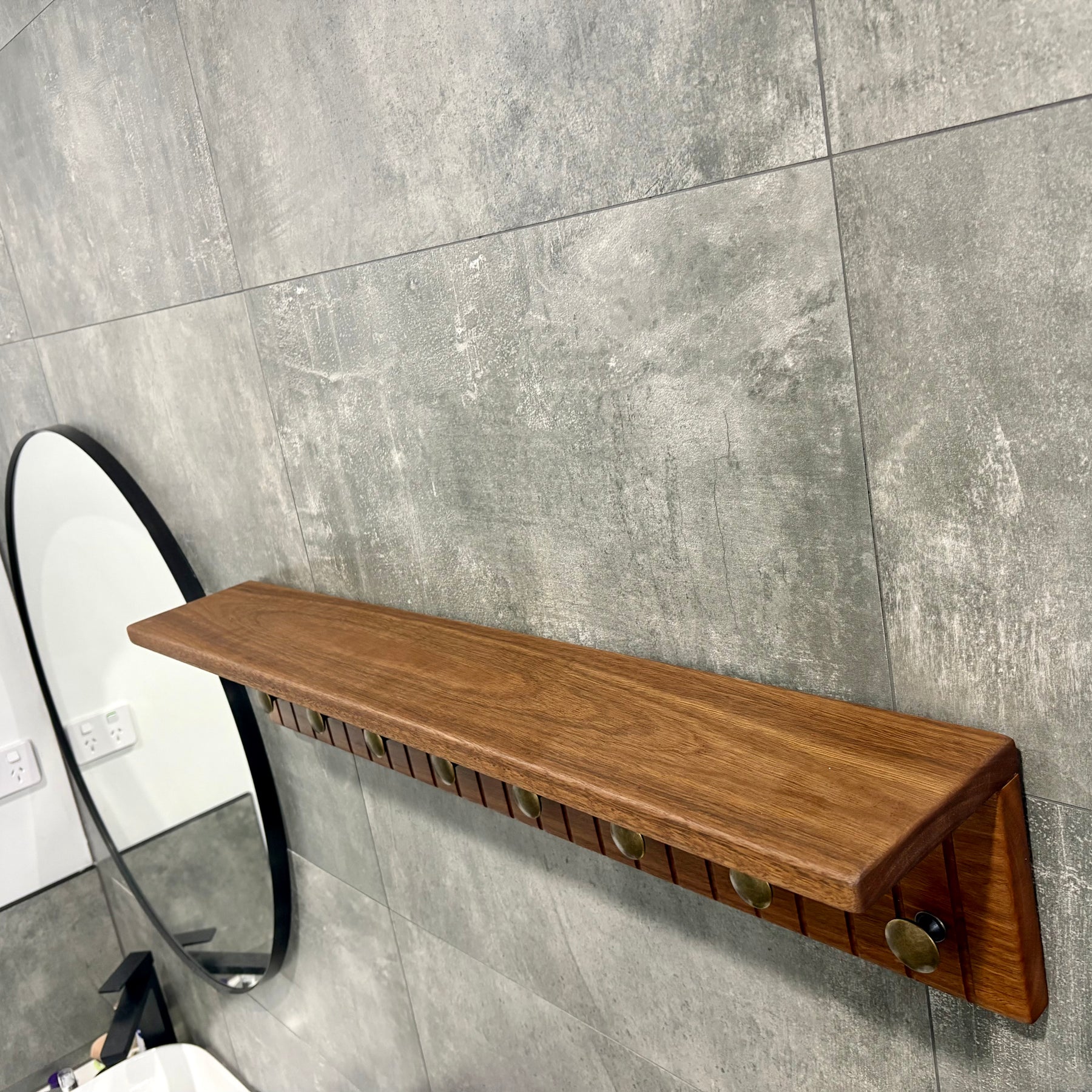 Spotted gum rustic wall shelf