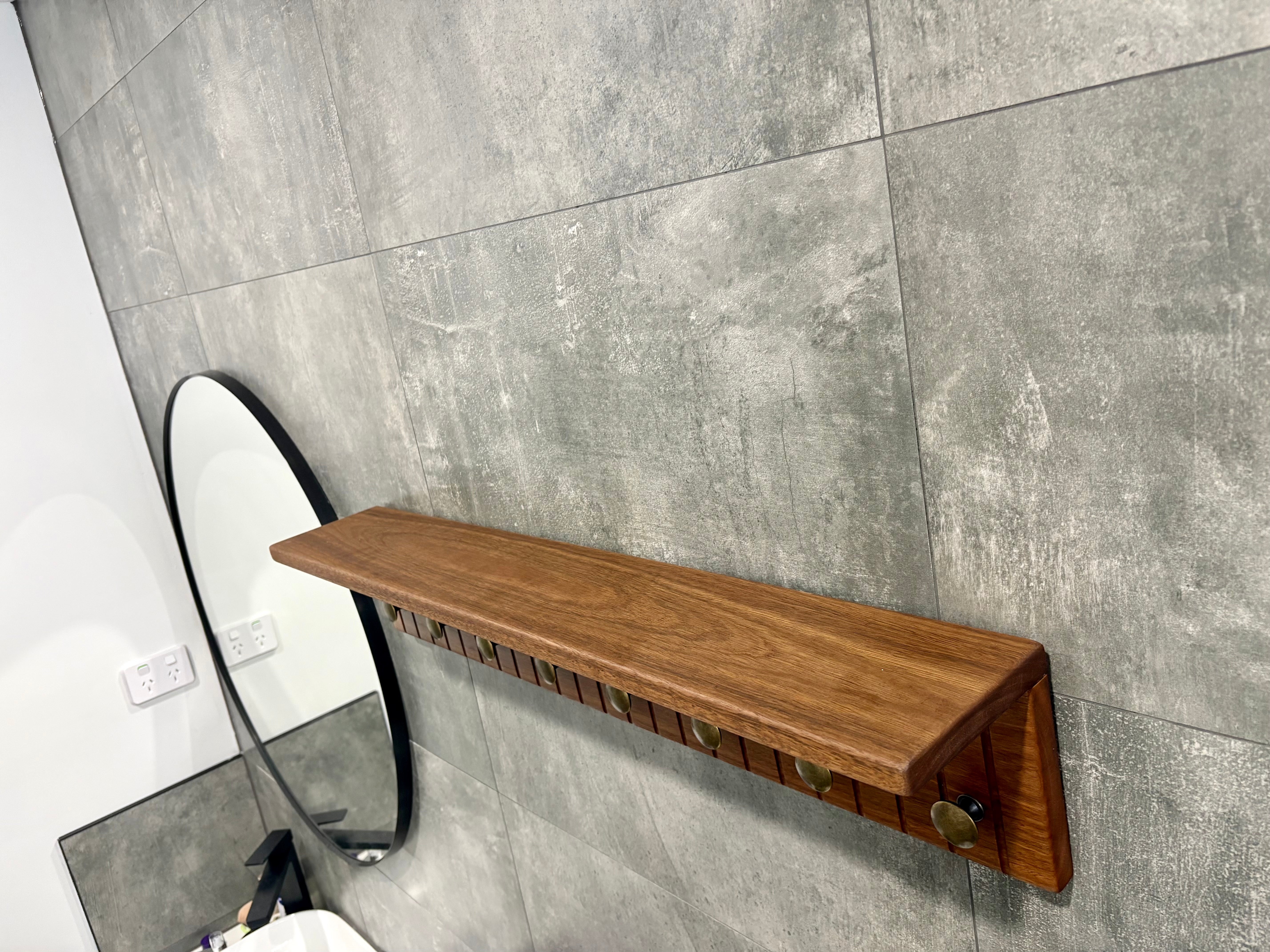 Spotted gum rustic wall shelf