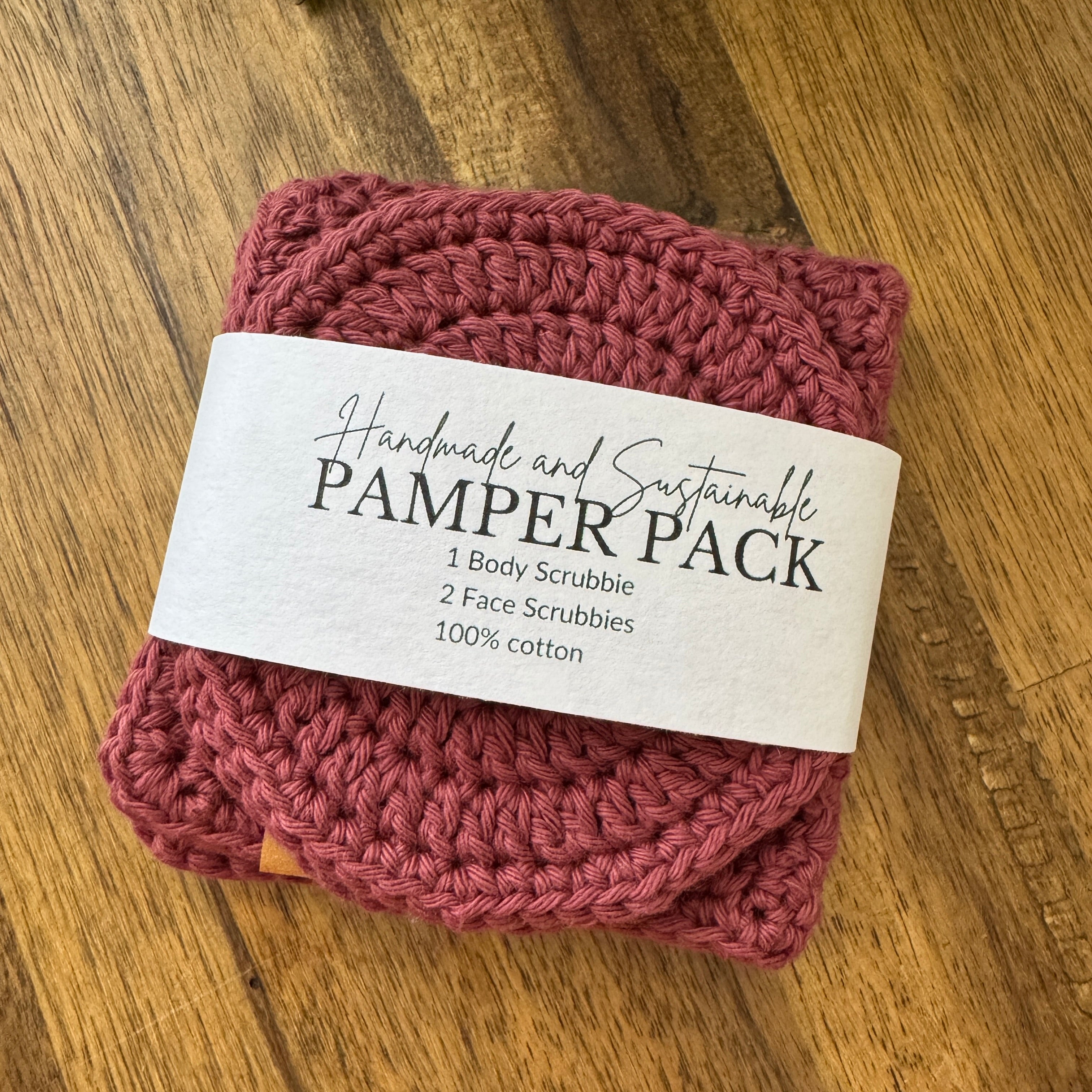 Handmade Pamper Pack | Crochet Body & Face Scrubbie set | Rust
