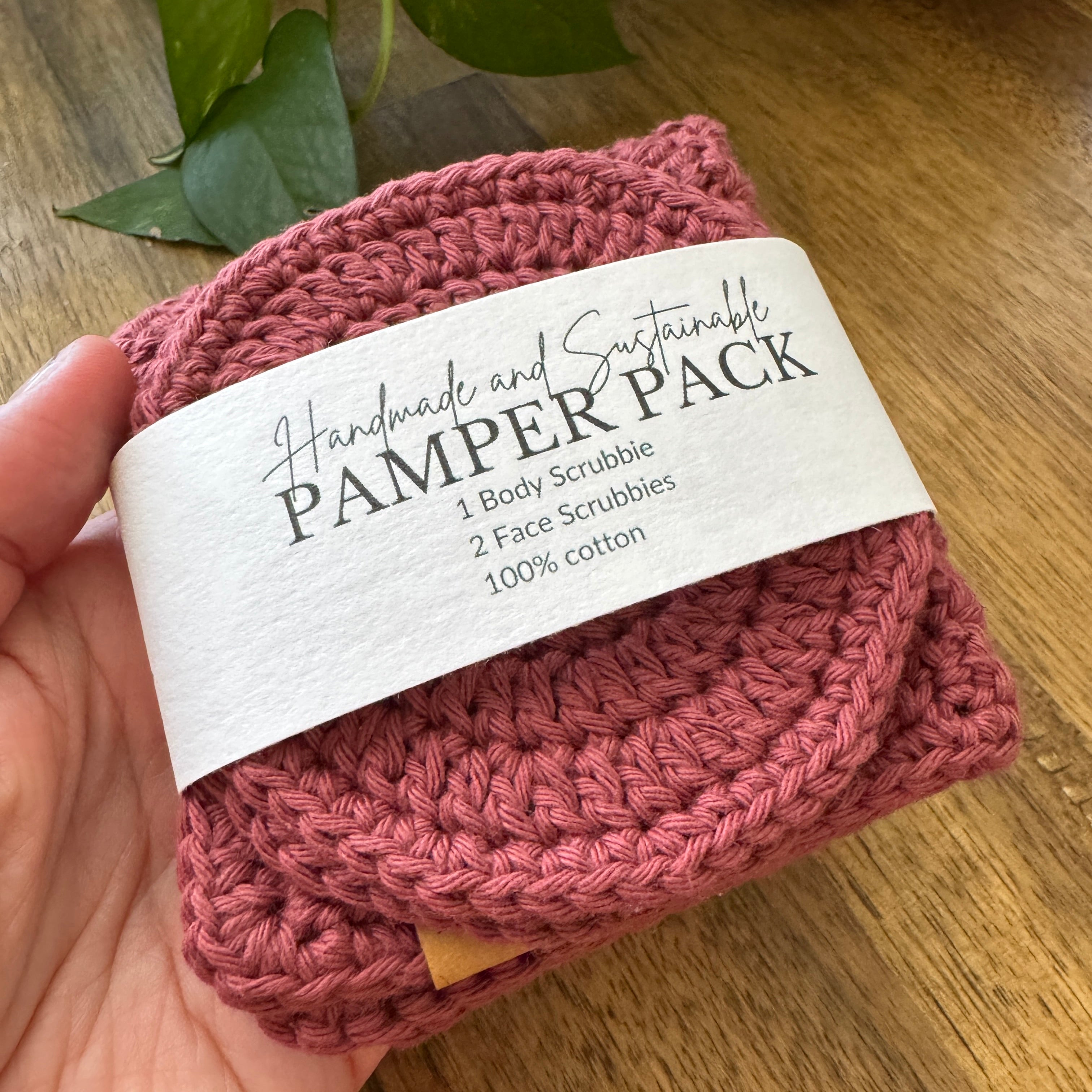 Handmade Pamper Pack | Crochet Body & Face Scrubbie set | Rust