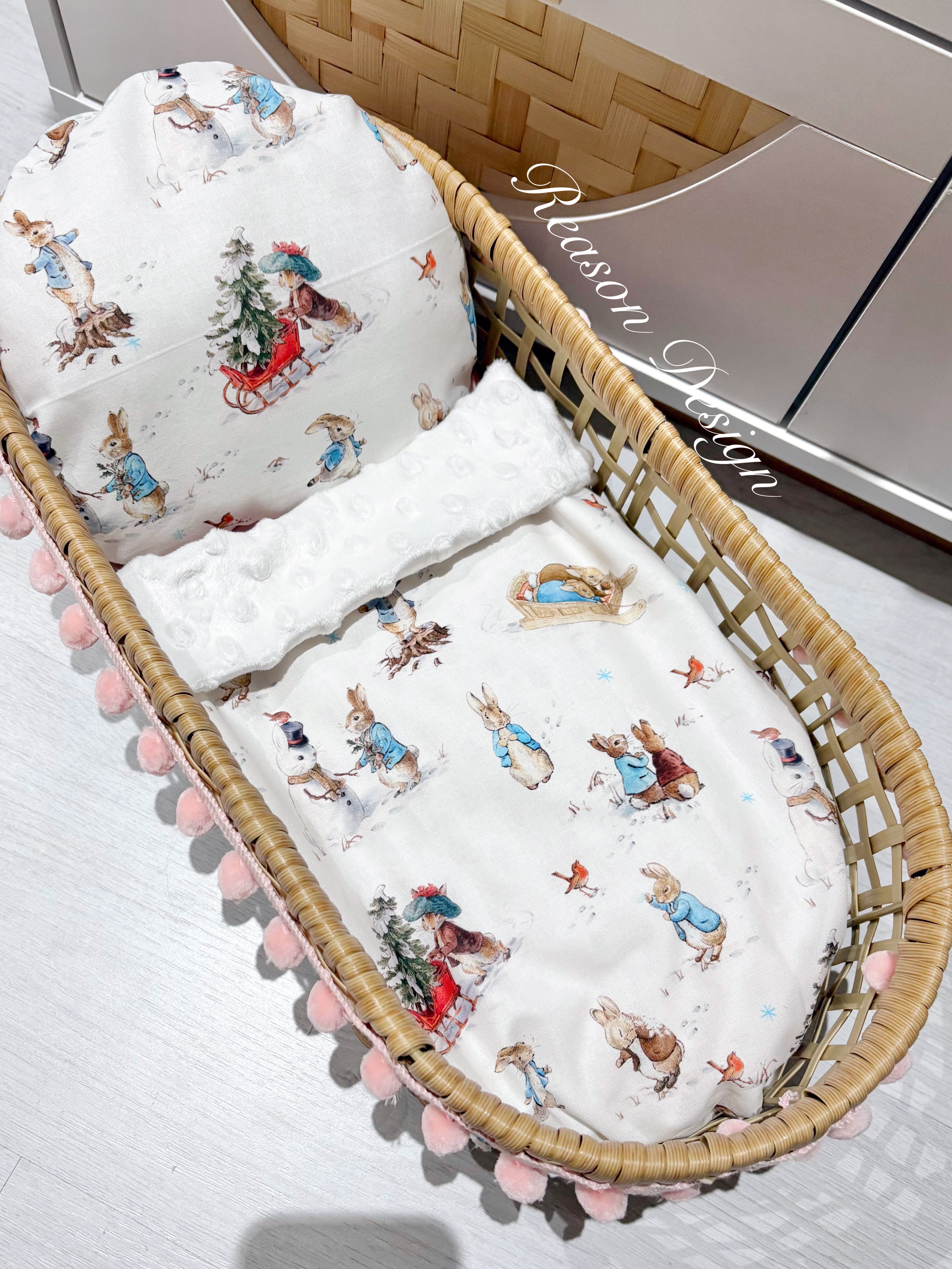 Handmade Doll Bedding Set – Fits Kmart & Target Doll Pram/Bassinet | Pillow & Minky Blanket | Toy Nursery Accessories