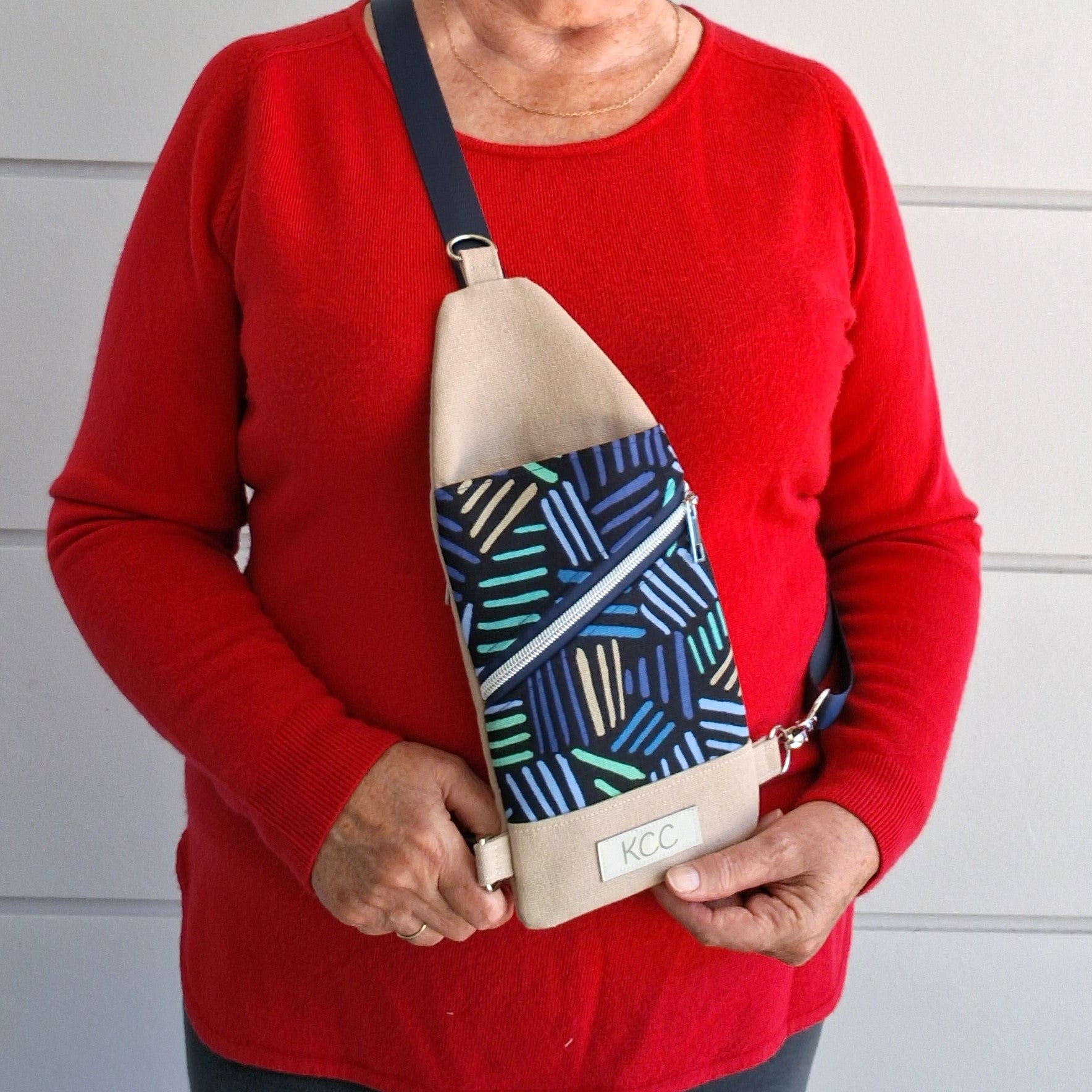Crossbody Sling – Mini Traveller - Geometric Blues