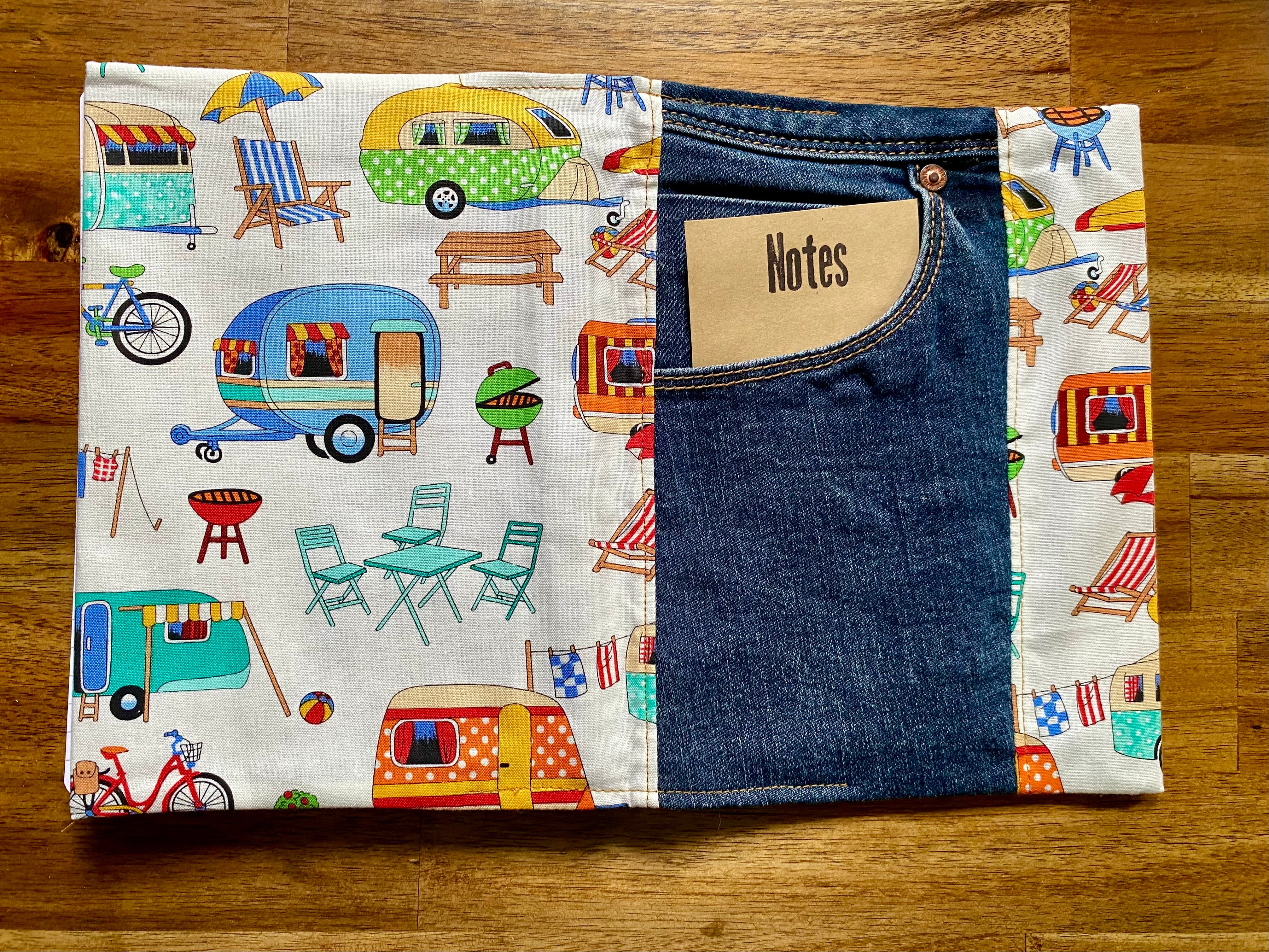 A5 Upcycled Denim Notebook - Caravans