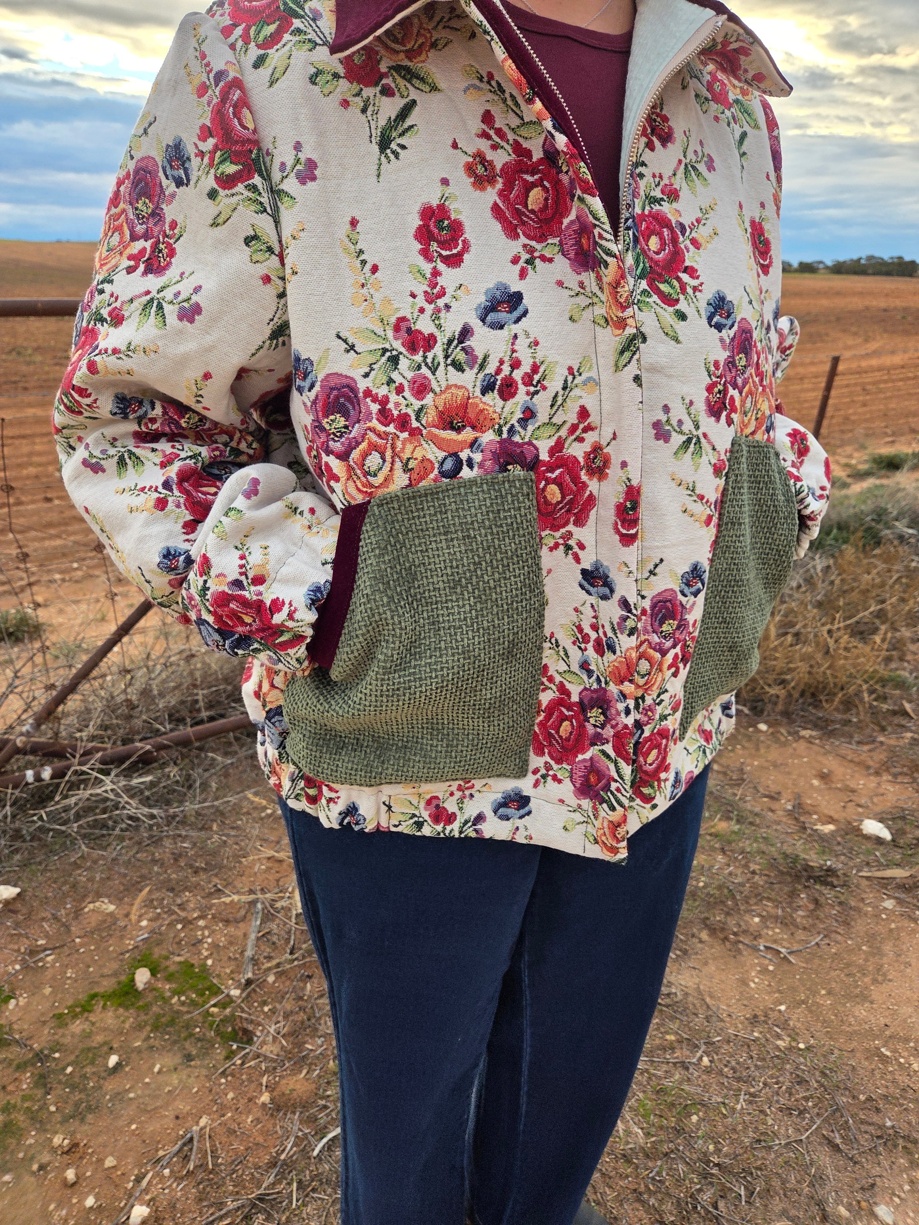 Mid Winter Floral - Retro Bomber jacket - L/XL