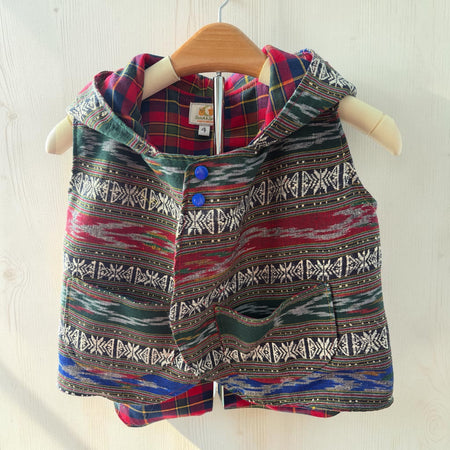 Boho Cotton Vest with Hood Size 4