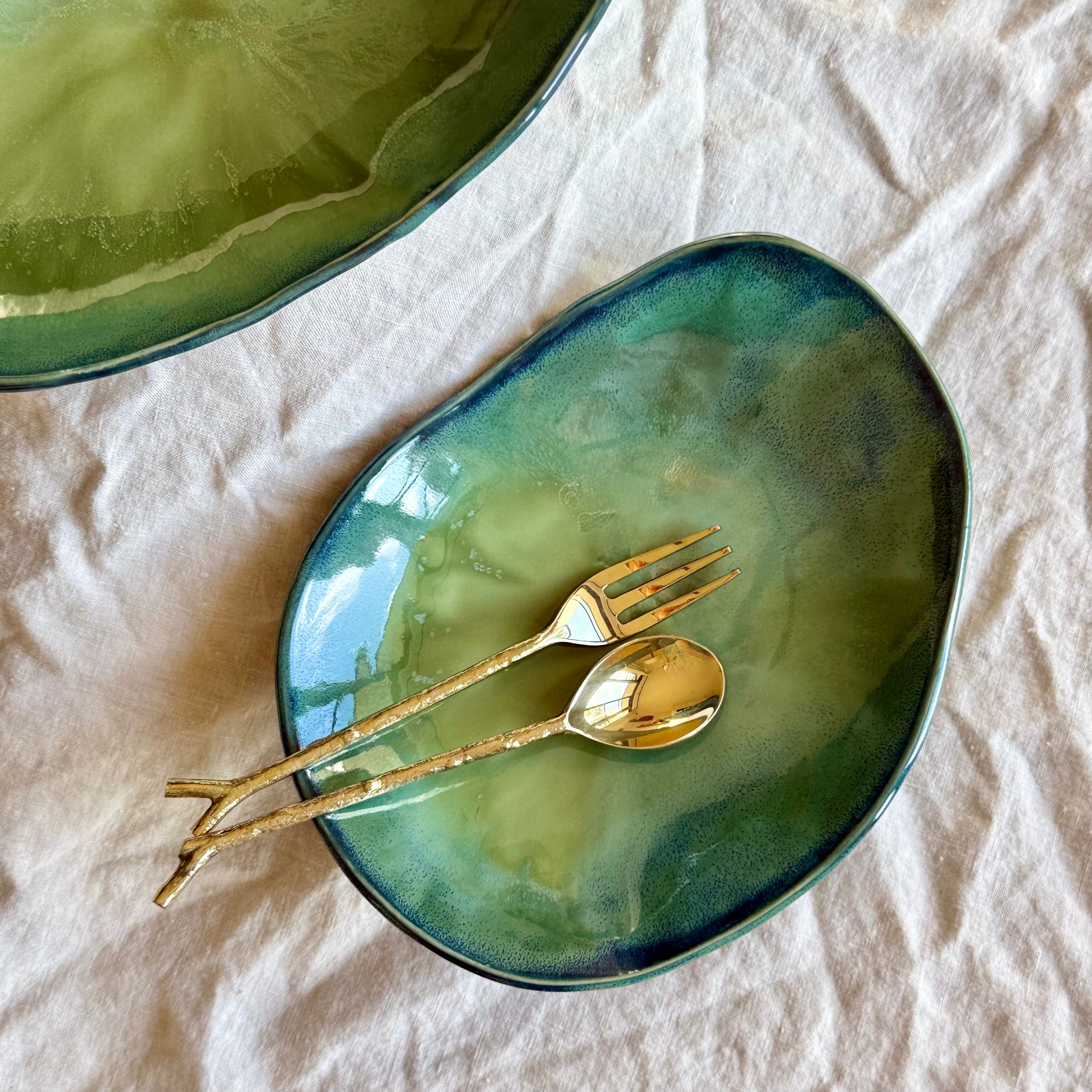 Tidal Drift Bowls | Hand Carved Organic Ceramic Bowls | Shallow Oval Shaped