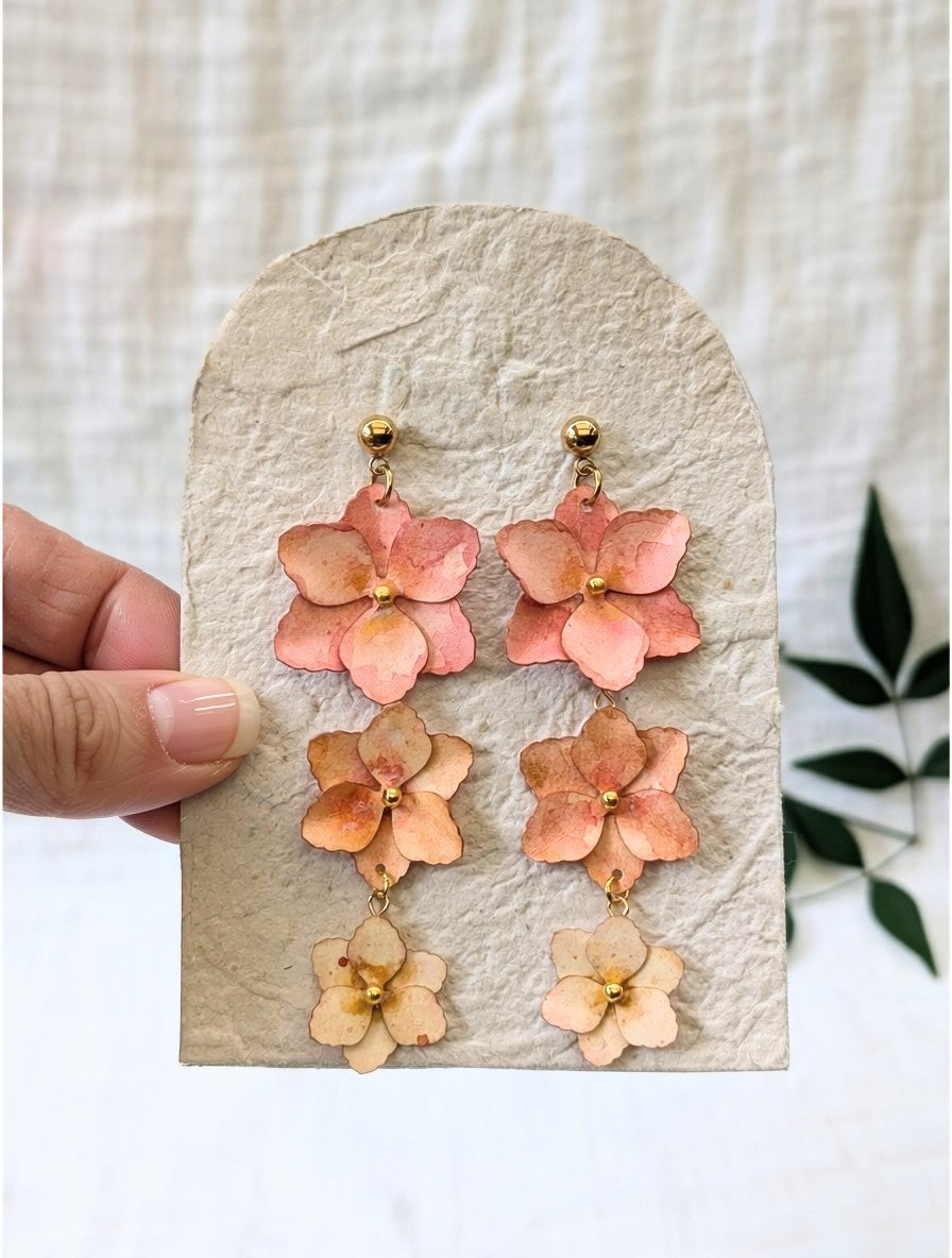 Handmade Floral Statement Earrings | Lightweight Paper Jewellery | Australian Made