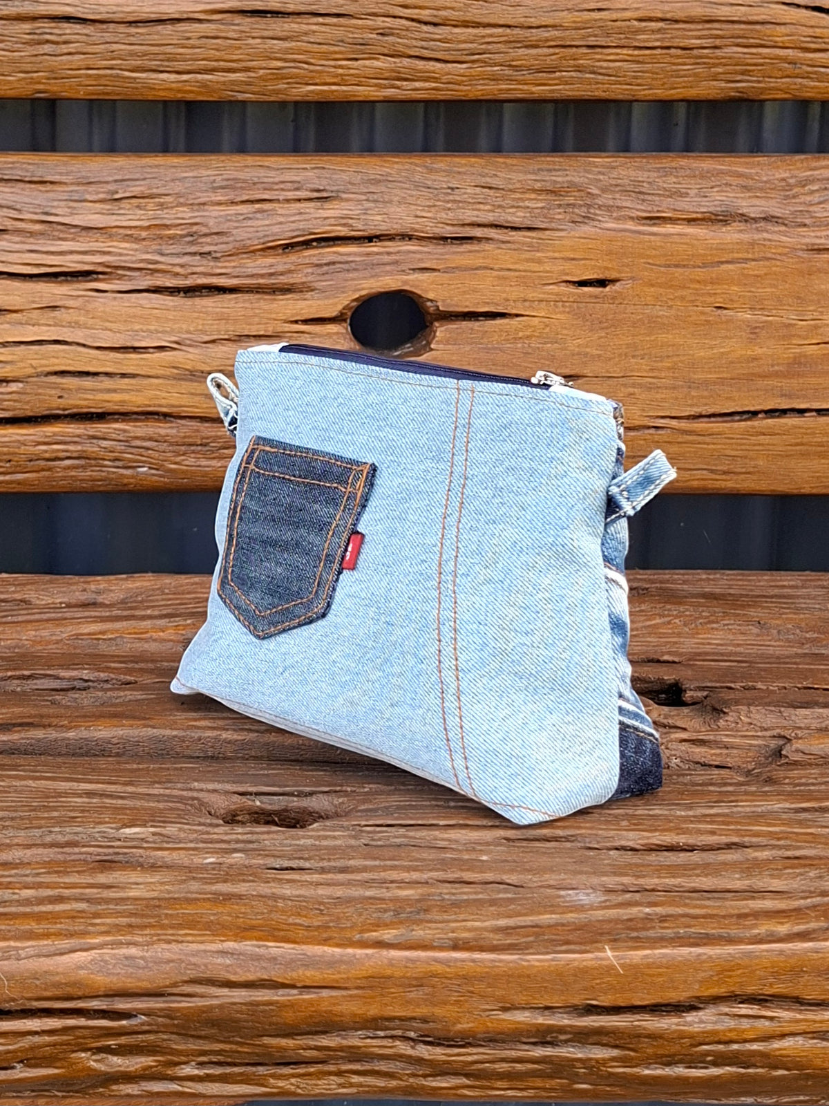 Faded Waistband Denim Make Up or Travel Pouch