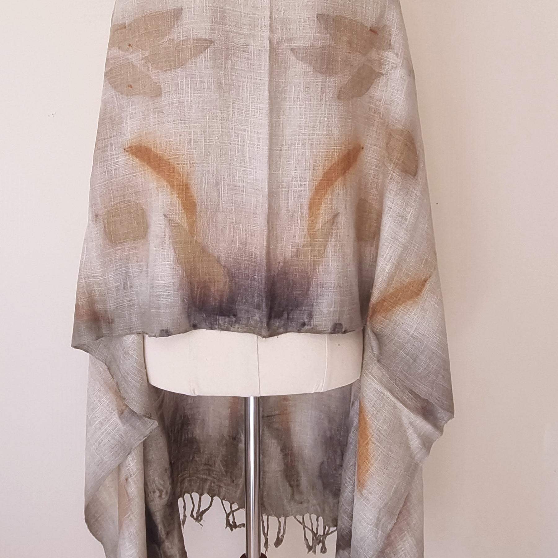 The Shanti - Extra Large Ecoprint Shawl - 100% Handloomed Eri (Peace) Silk