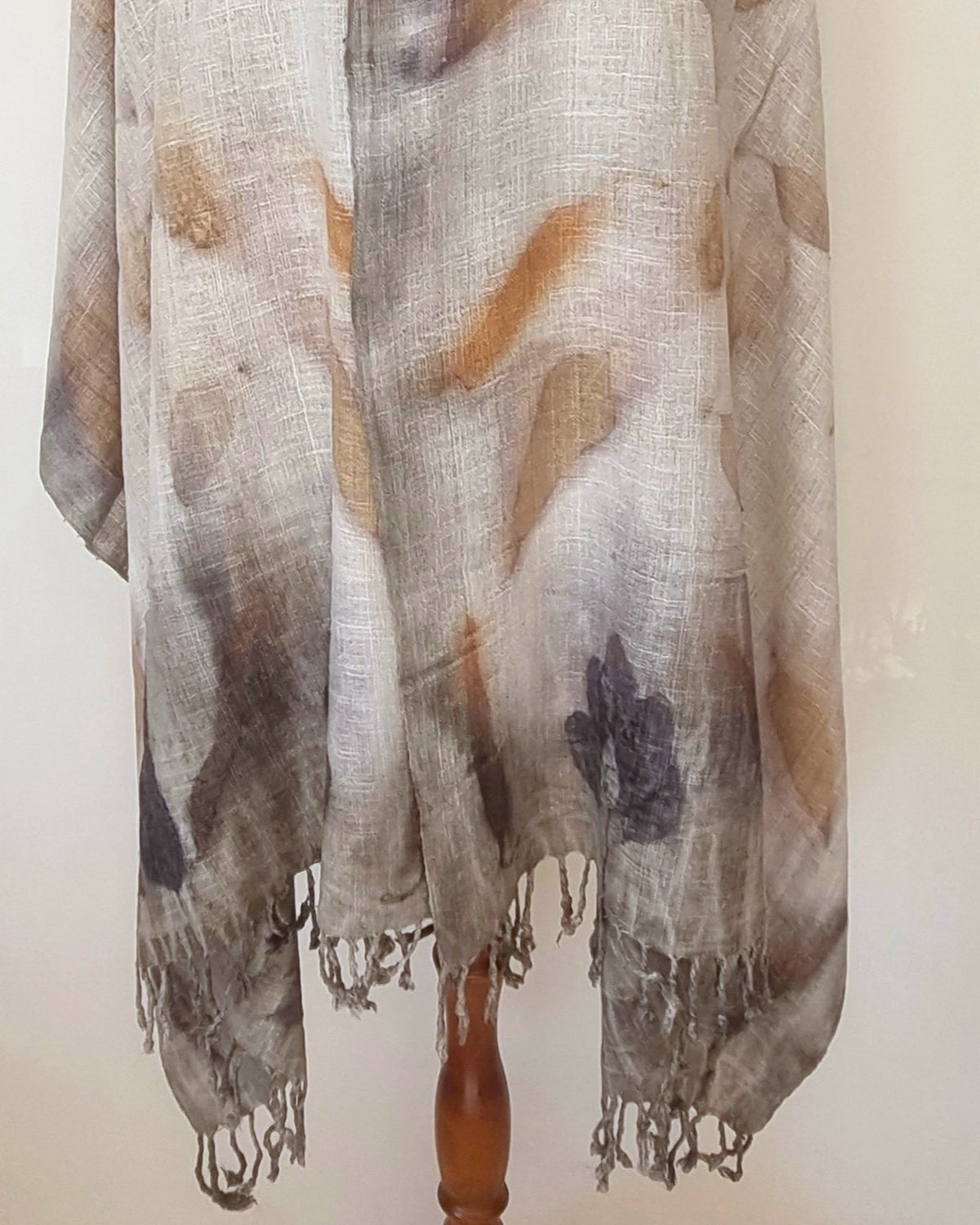 Pure Handloomed Eri (Peace) Silk - Extra Large Botanical Print Shawl - The Shanti