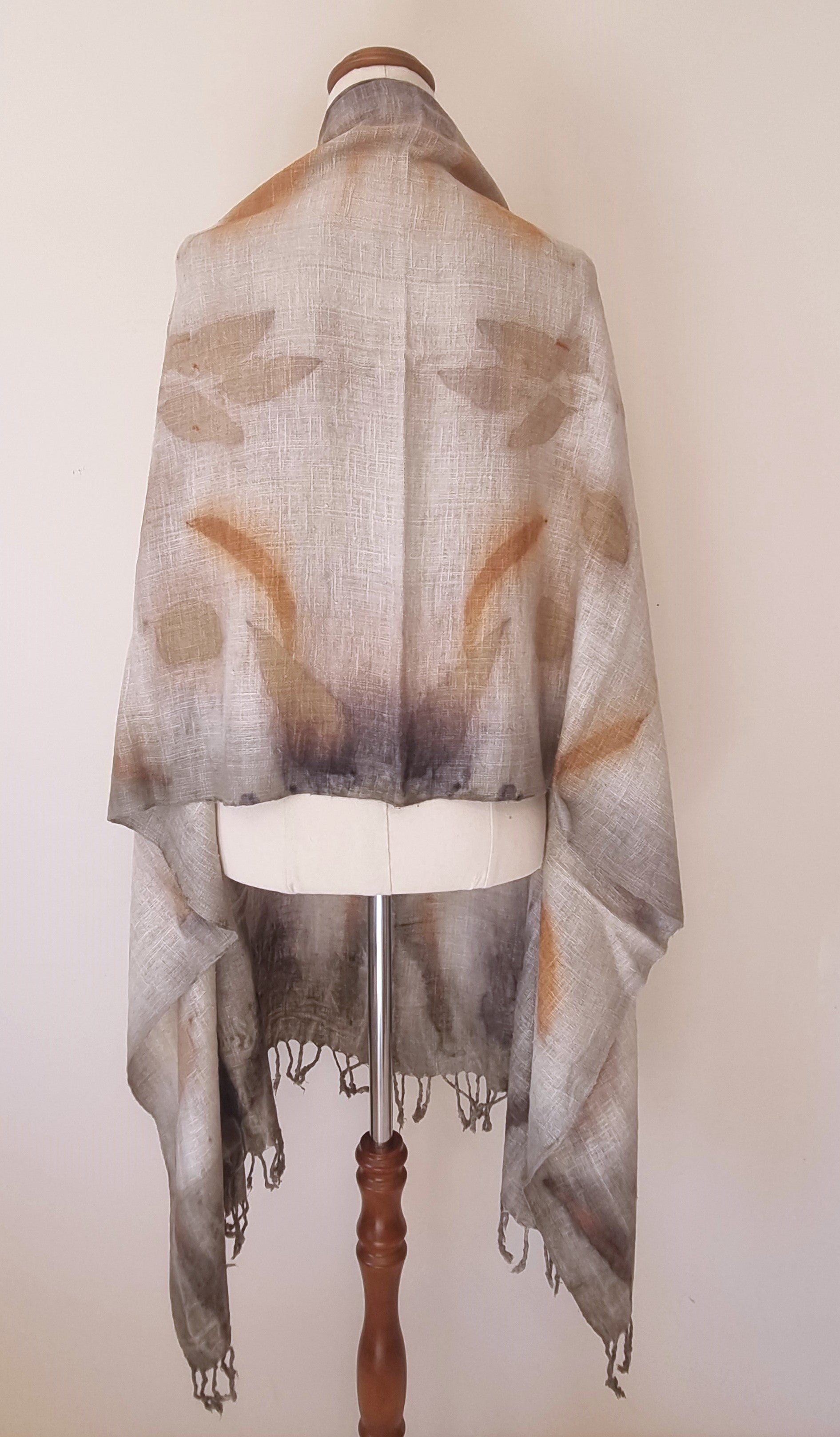 The Shanti - Extra Large Ecoprint Shawl - 100% Handloomed Eri (Peace) Silk