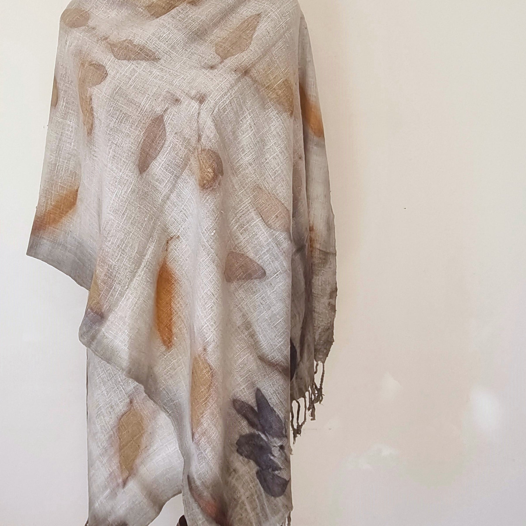 The Shanti - Extra Large Ecoprint Shawl - 100% Handloomed Eri (Peace) Silk