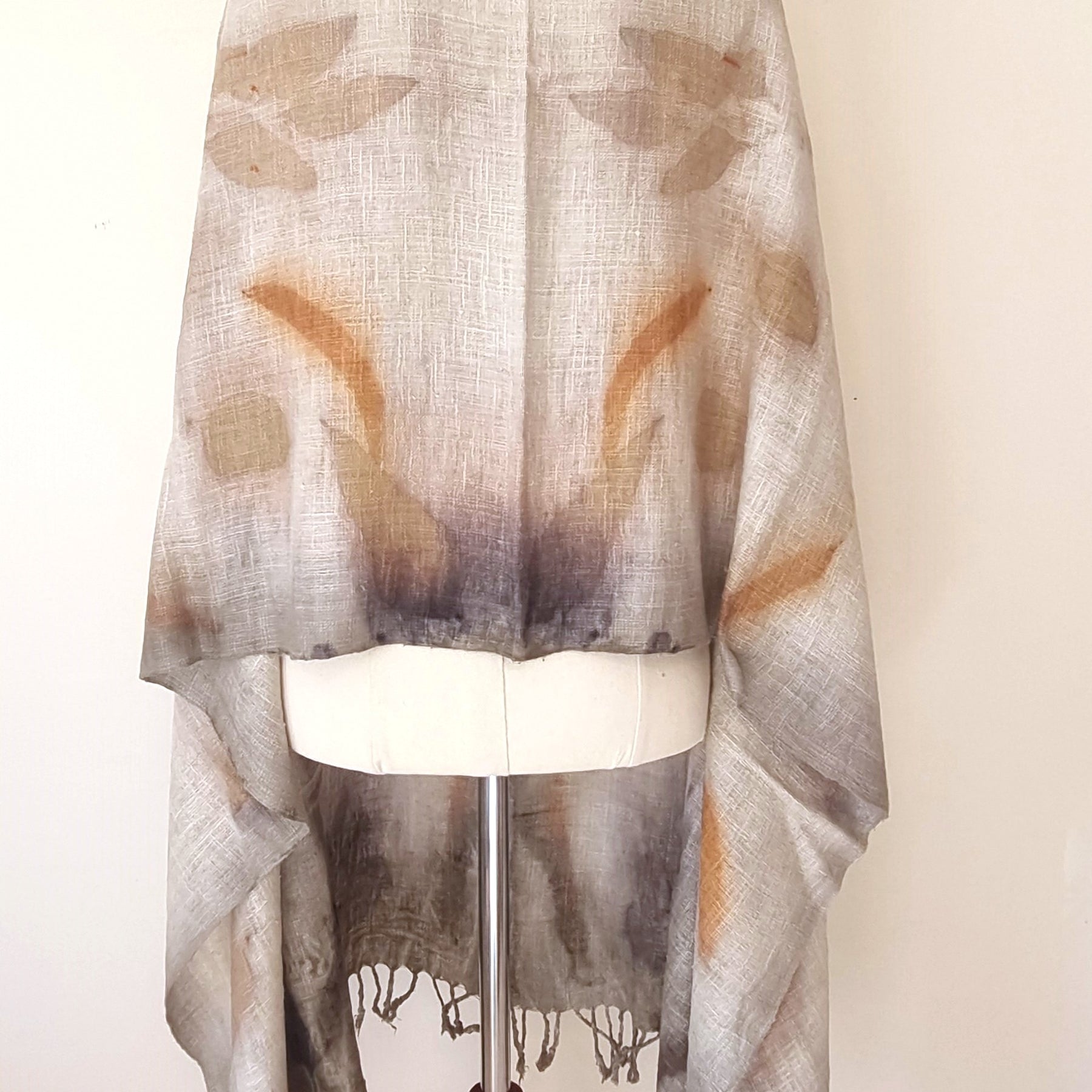The Shanti - Extra Large Ecoprint Shawl - 100% Handloomed Eri (Peace) Silk