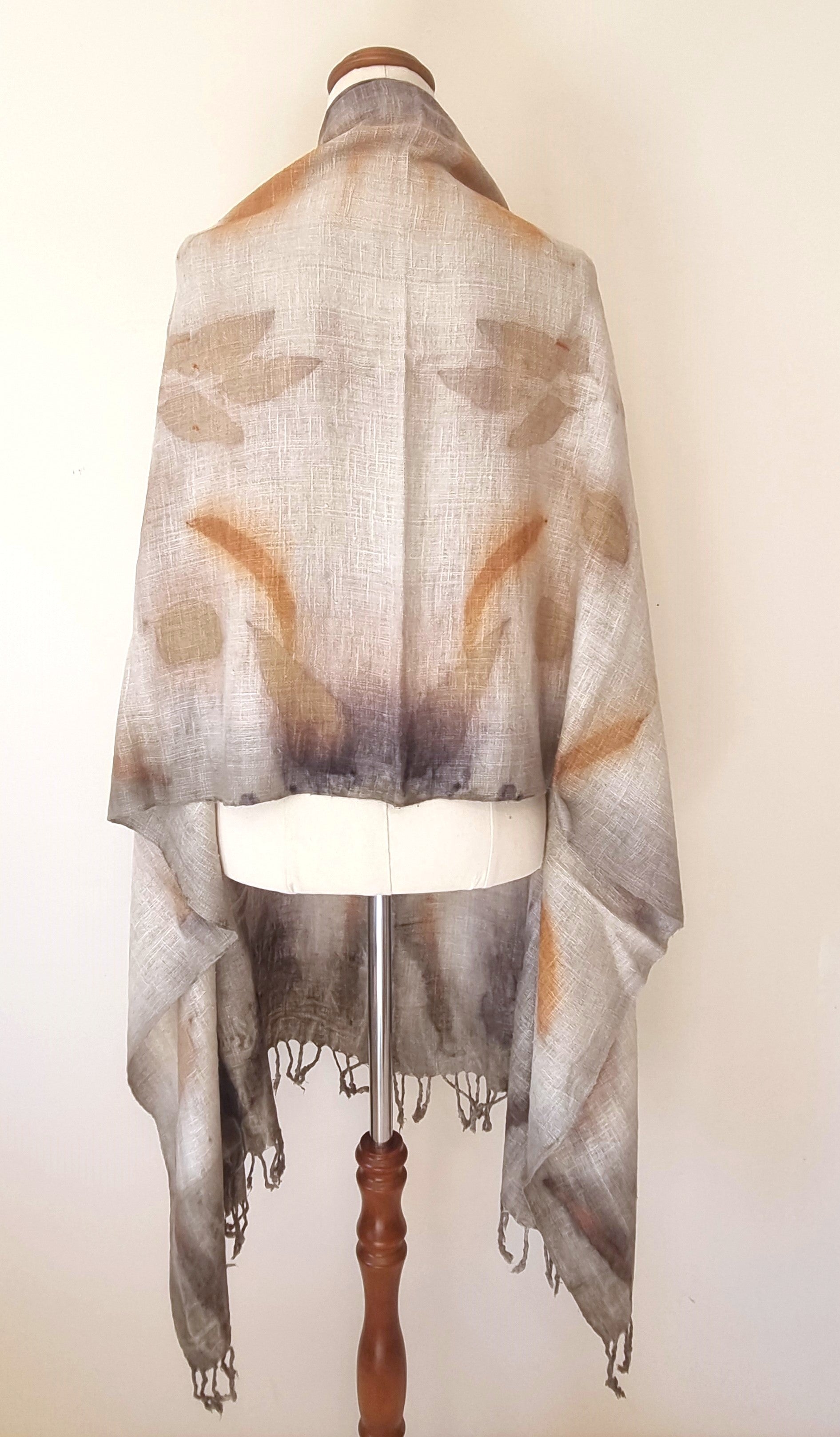 The Shanti - Extra Large Ecoprint Shawl - 100% Handloomed Eri (Peace) Silk