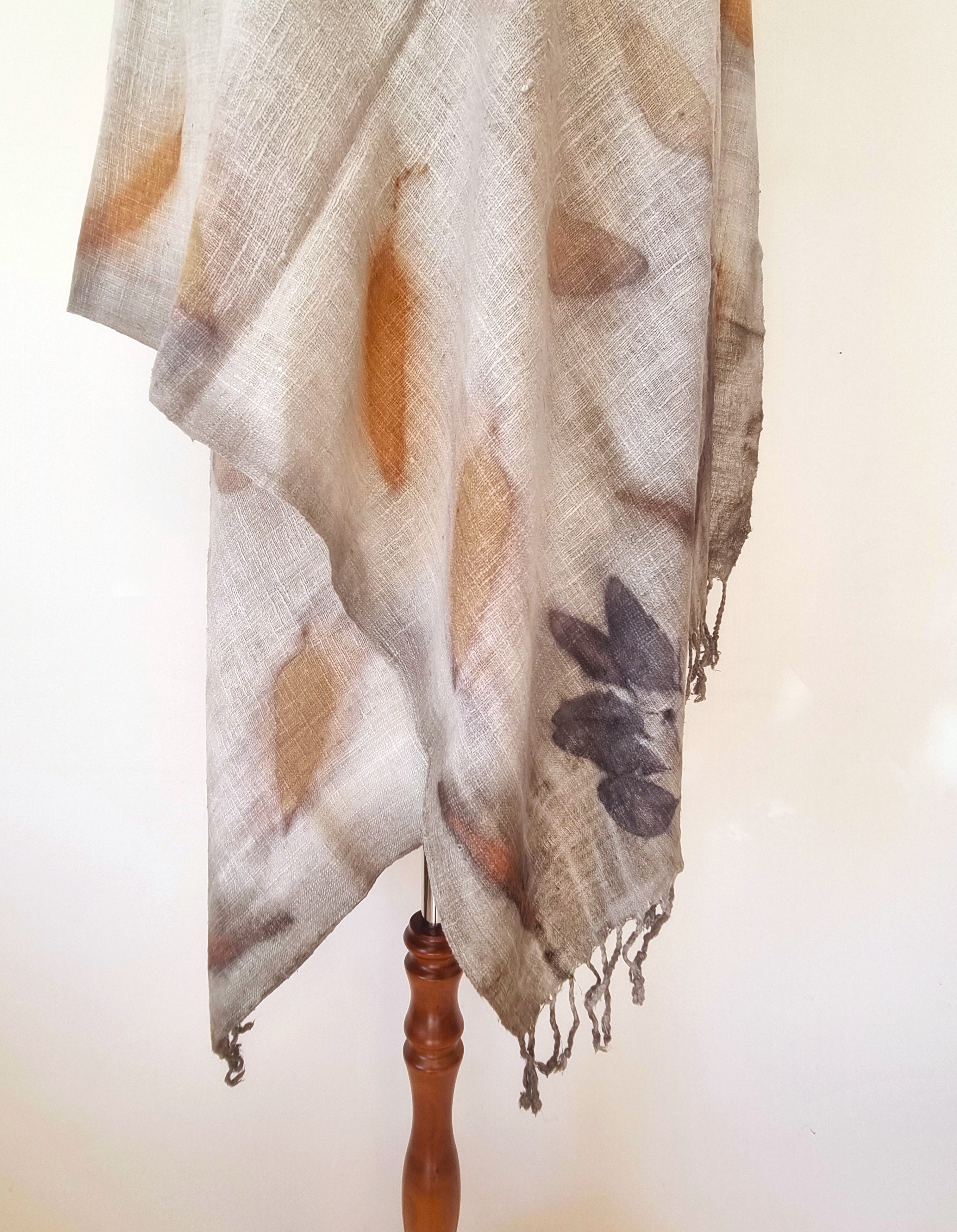 The Shanti - Extra Large Ecoprint Shawl - 100% Handloomed Eri (Peace) Silk