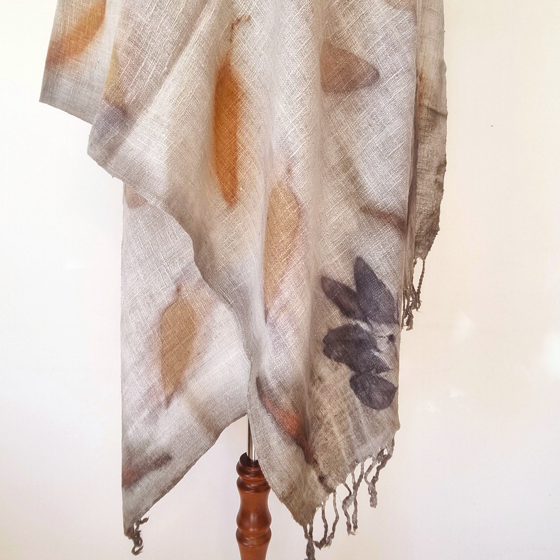 The Shanti - Extra Large Ecoprint Shawl - 100% Handloomed Eri (Peace) Silk