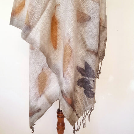 The Shanti - Extra Large Ecoprint Shawl - 100% Handloomed Eri (Peace) Silk