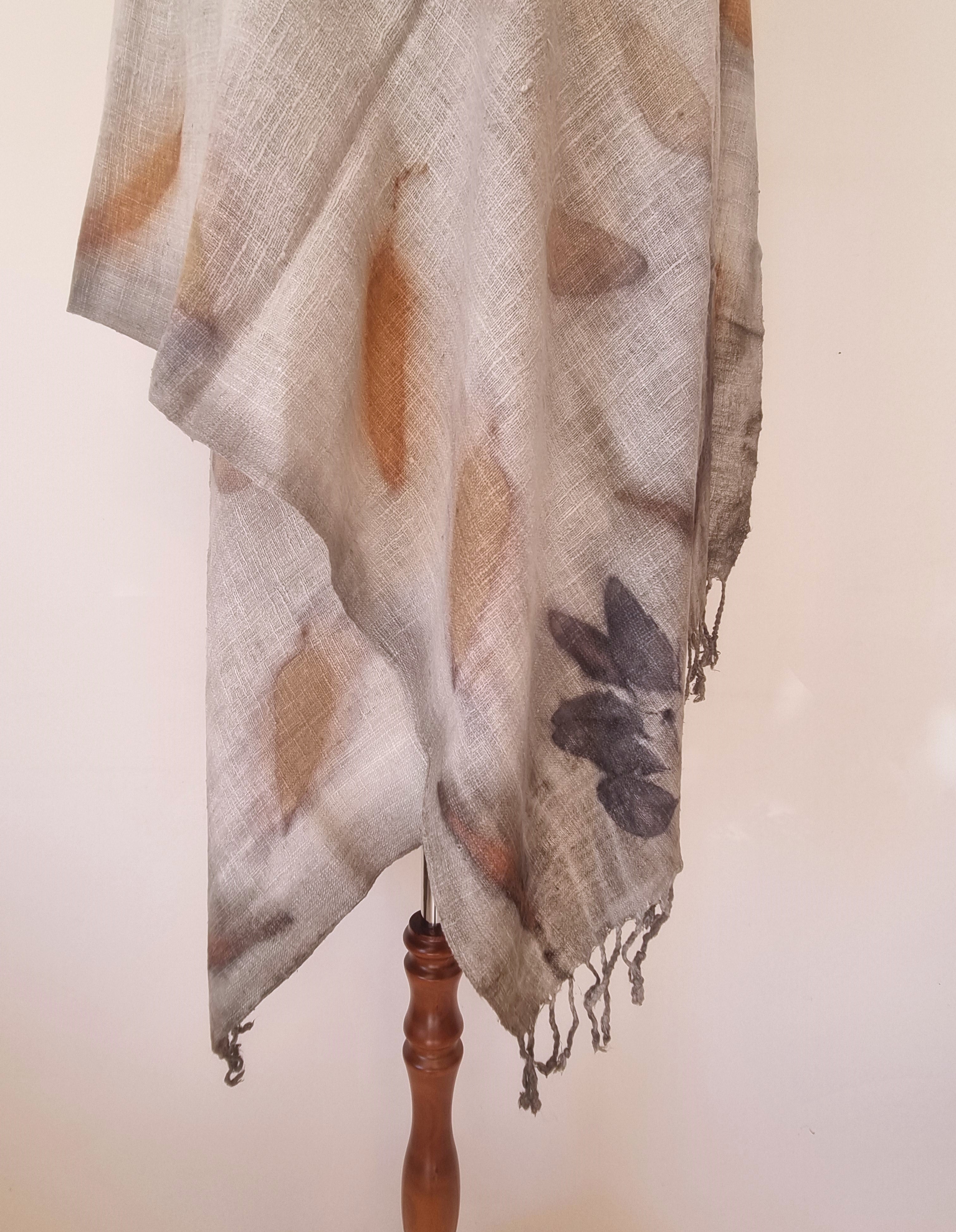 The Shanti - Extra Large Ecoprint Shawl - 100% Handloomed Eri (Peace) Silk