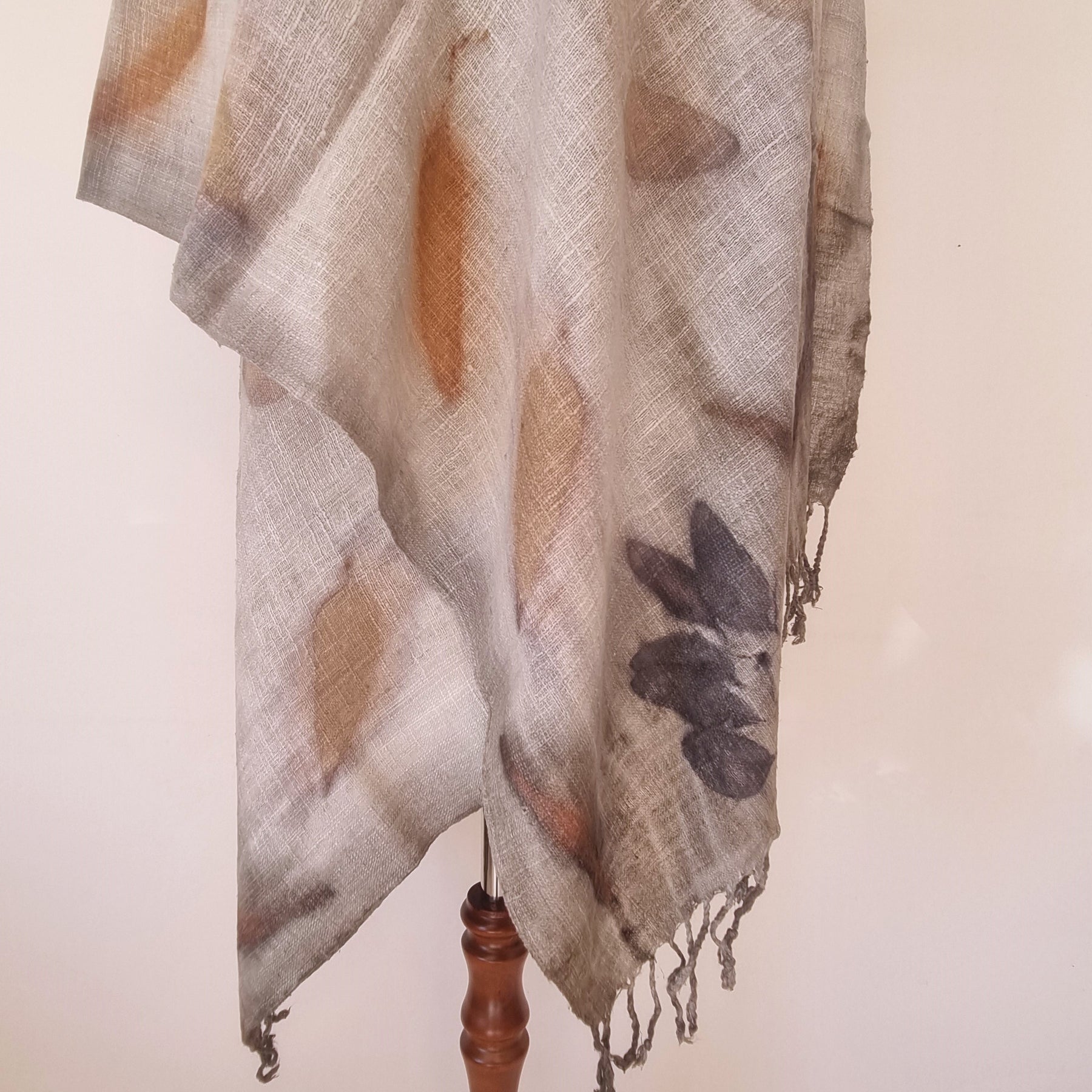The Shanti - Extra Large Ecoprint Shawl - 100% Handloomed Eri (Peace) Silk
