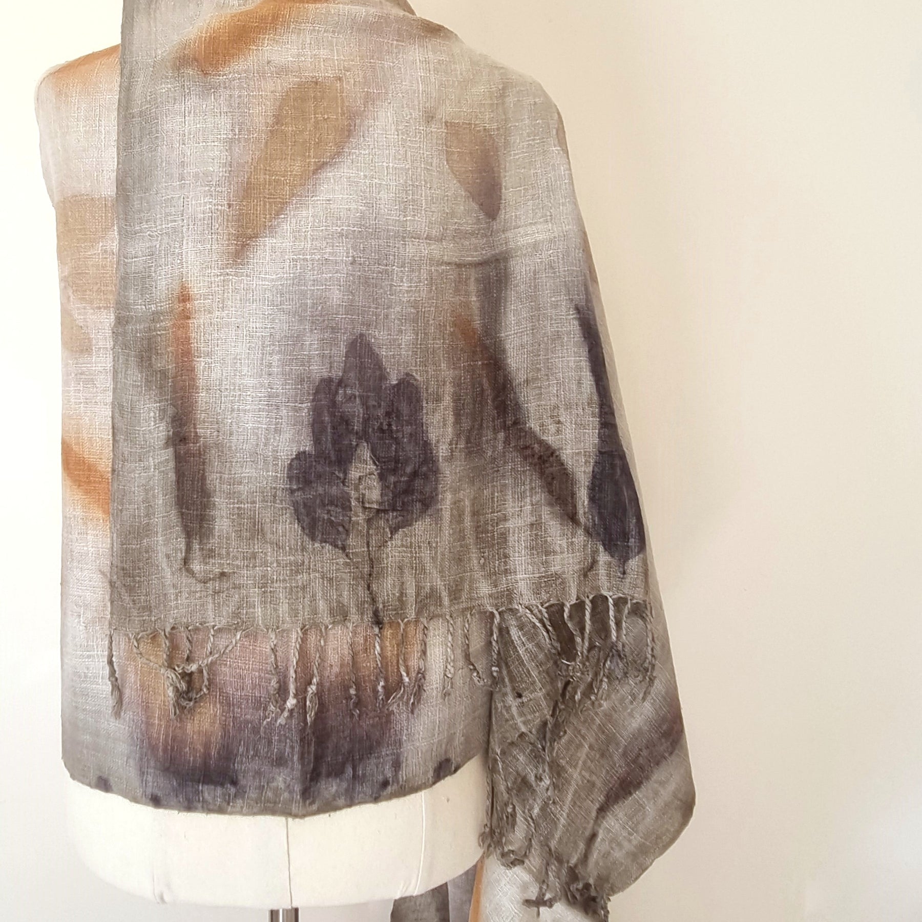 The Shanti - Extra Large Ecoprint Shawl - 100% Handloomed Eri (Peace) Silk